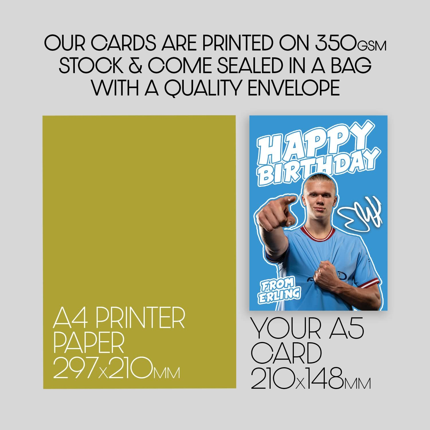 HWC Trading A4 Erling Haaland Manchester City Gifts Autograph Picture Print & Birthday Card Bundle for Football Fans and Supporters - E Haaland Print And Card Bundle image number 4