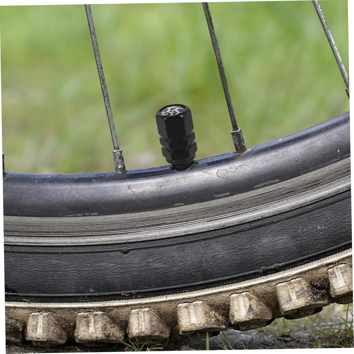 Mikinona 4Pcs Car Tire Valve Caps Aluminum Alloy Decorative Replacement Stem Covers for Automotive Wheels, Black White Leopard Pattern, Suitable for Vehicle Tire Accessories