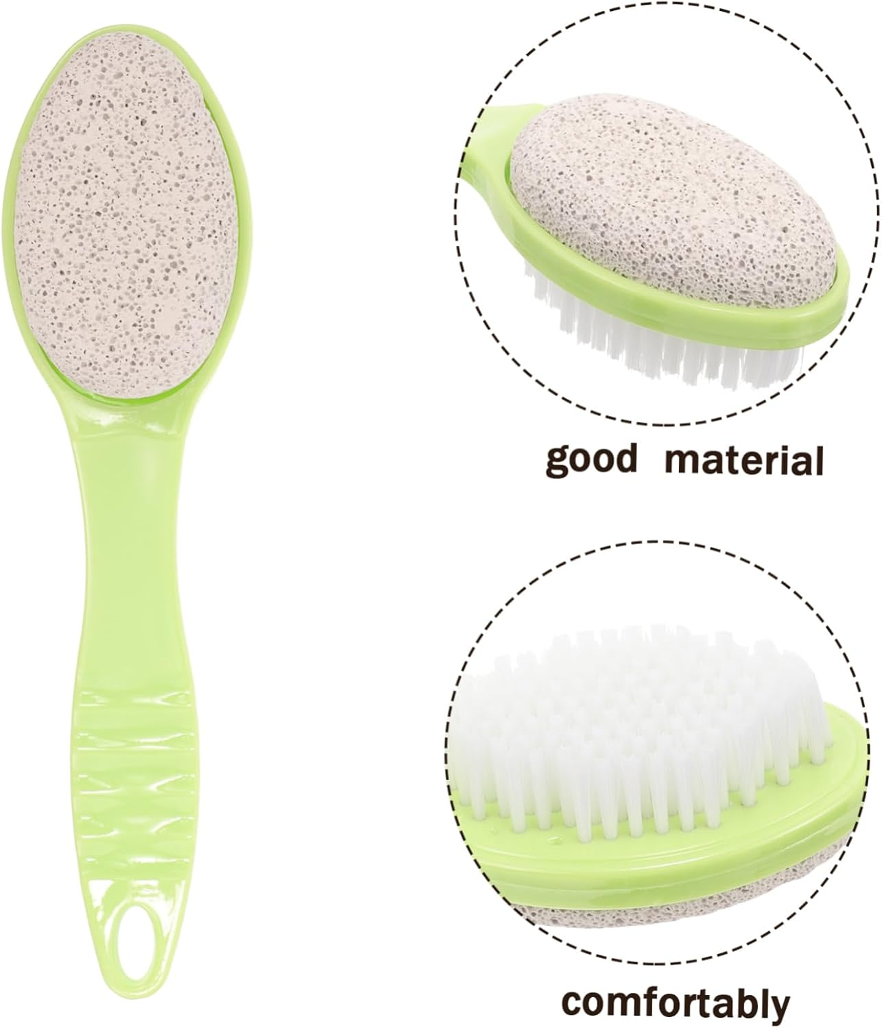 Double-Sided Foot Scrubber Brush and Natural Pumice Stone Callus Remover for Dead Skin Exfoliation, Portable Green Foot File for Smooth Heel Care in Pedicure image number 6