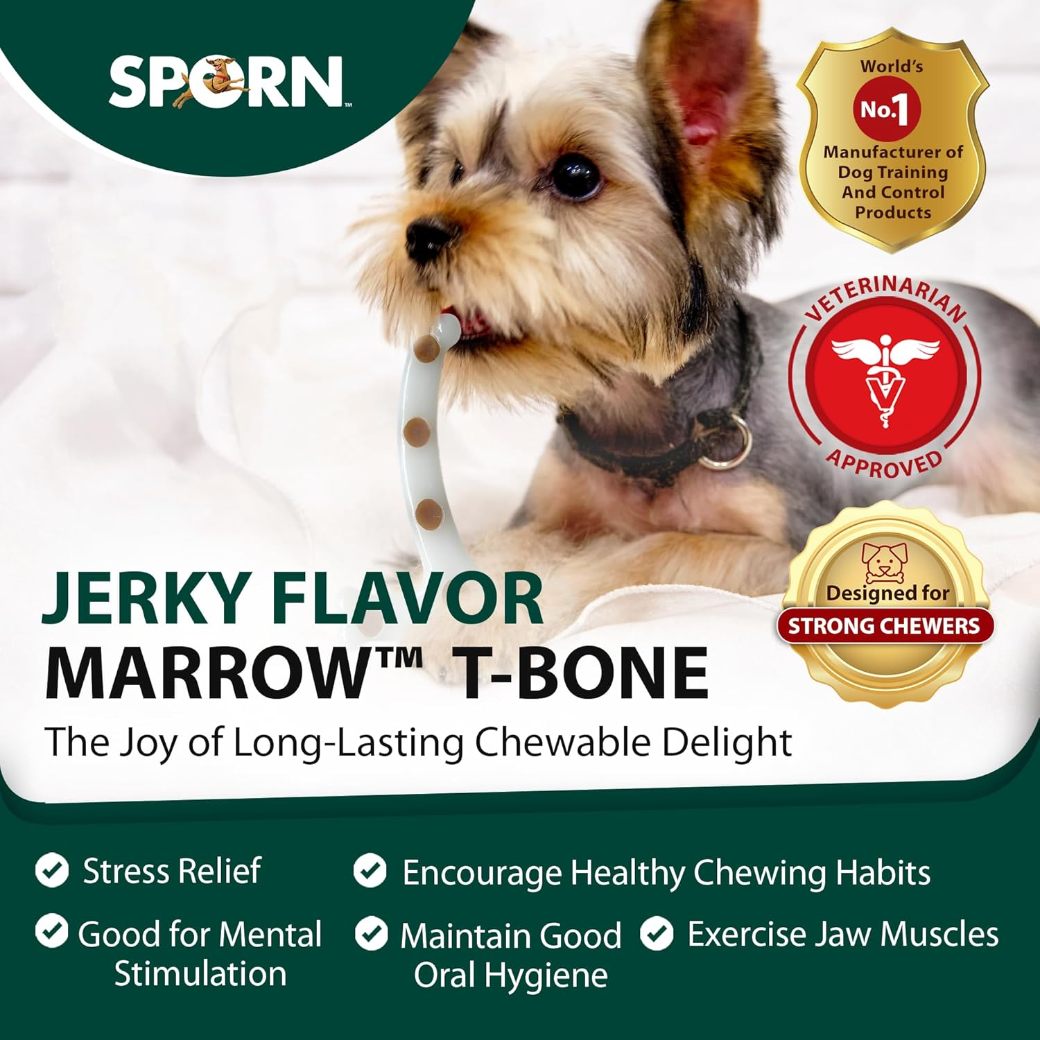 Sporn Durable Jerkey Favour Marrow Chew T-Bone Dog Toys White Small image number 1