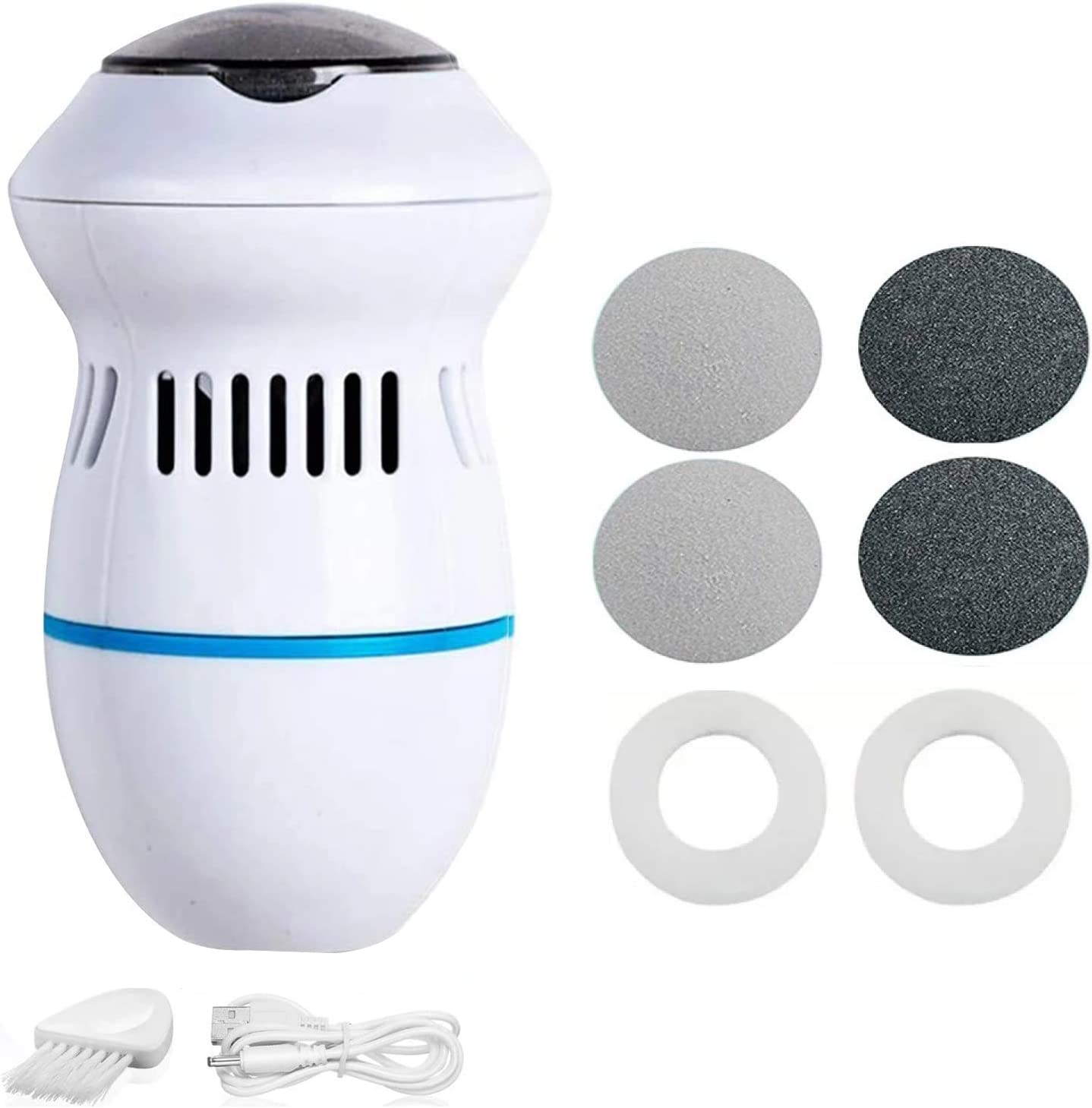 HHHSMZ Electric Foot Grinder,Vacuum Callus Remover,Foot Pedicure Tool,Rechargeable Foot File,Cracked Skin Cleaning Tool,White,Green image number 2