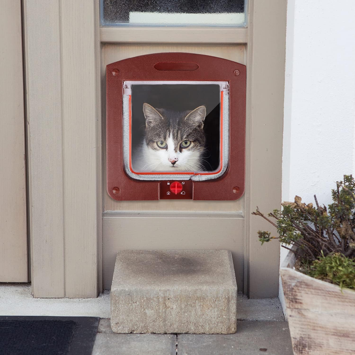AKONE Cat Flap Cat Door Cat Flap Large Cat Flap for Interior Door Windproof Quiet Cat Door for Cats (B) image number 2