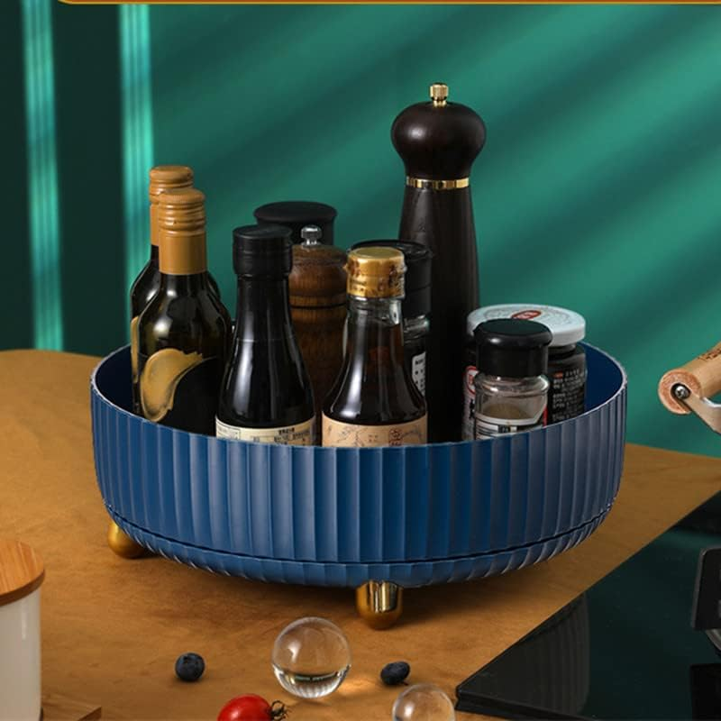 Makeup Perfume Organizer, 360&deg; Rotating Skincare Organizer, Vanity Tray, Spinning Cosmetics Organizer for Dresser, Vanity, Bathroom Countertop, Blue - Blue image number 2