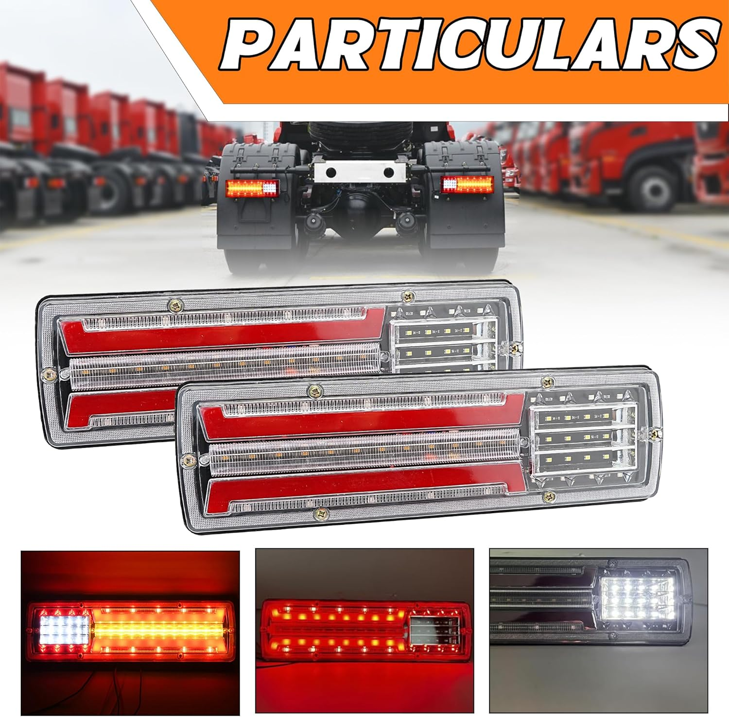 11.4 Inch Trailer Tail Light Bar, 62 LED Super Bright Stop Tail Turn Reverse Lights, IP67 Waterproof, 12V for Truck Trailer RV Camper Pickup Boat UTV Van