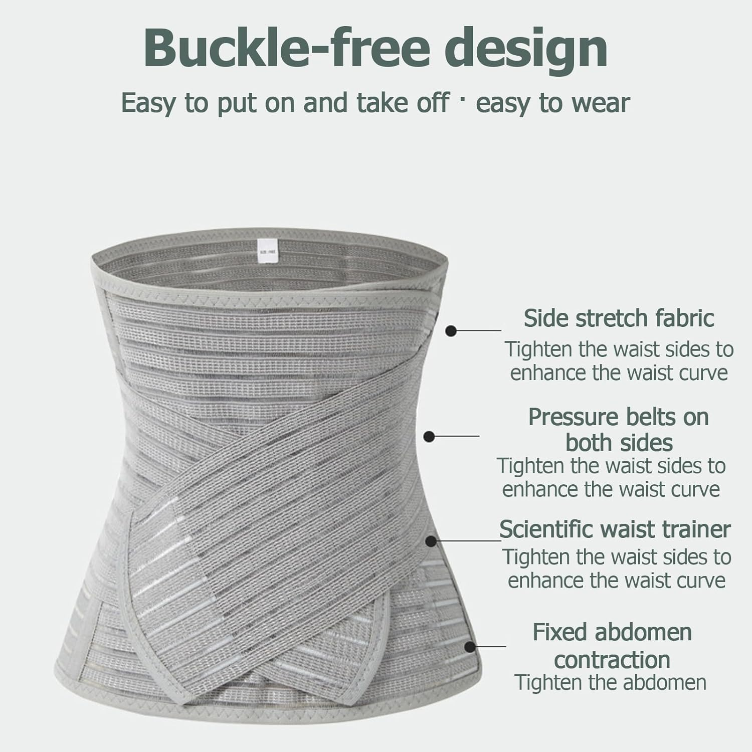 Postpartum Belly Band - Abdominal Binder & Belt for Post Partum Recovery, Adjustable Abdominal Binder and Pelvic Support, Breathable Bamboo Belly Wrap for C Section, Back Pain Relief (Gray, L/XL) image number 3