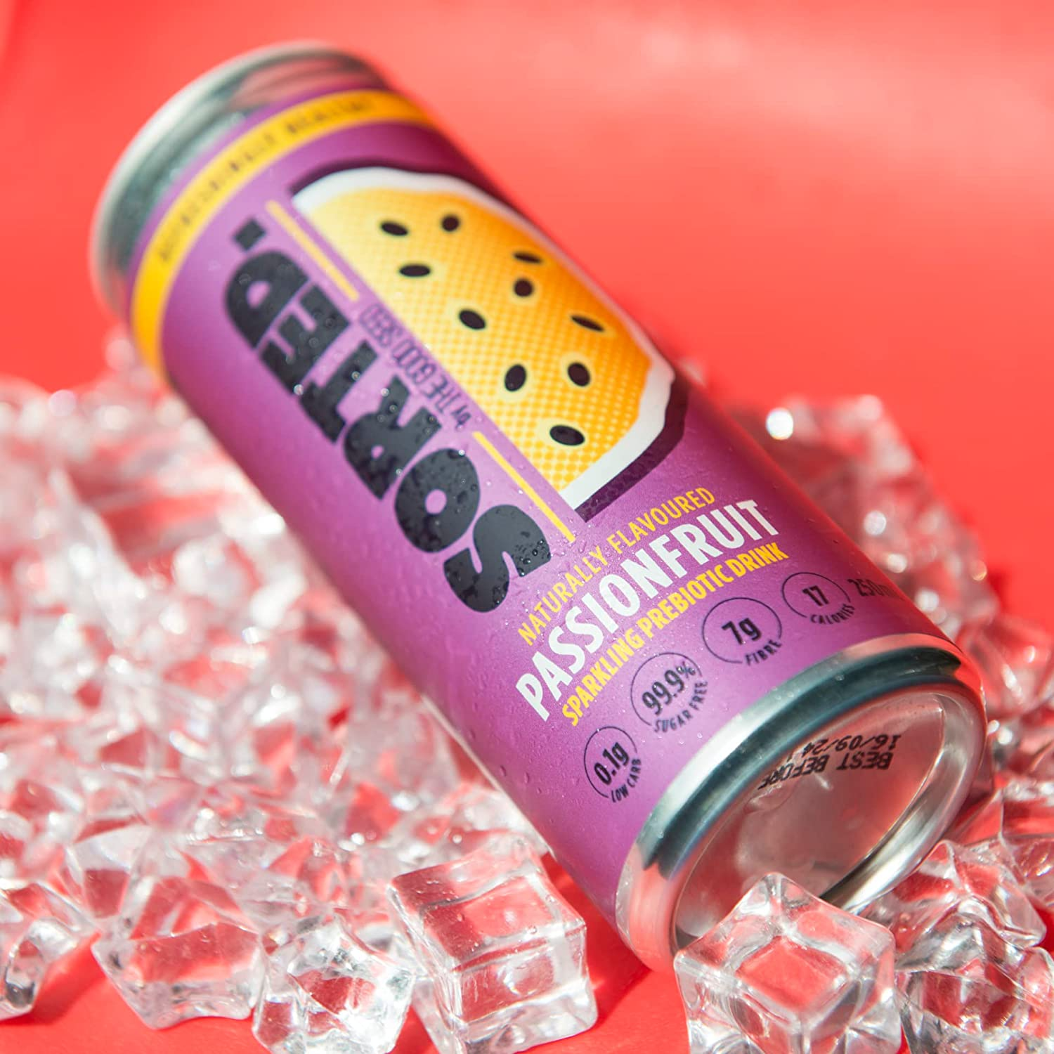 SORTED. Passionfruit Prebiotic Soft Drink | Boosts Gut Health | High-Fibre, 99.9% Sugar-Free, Low Carb, Low Calories | 12X250Ml Cans image number 1