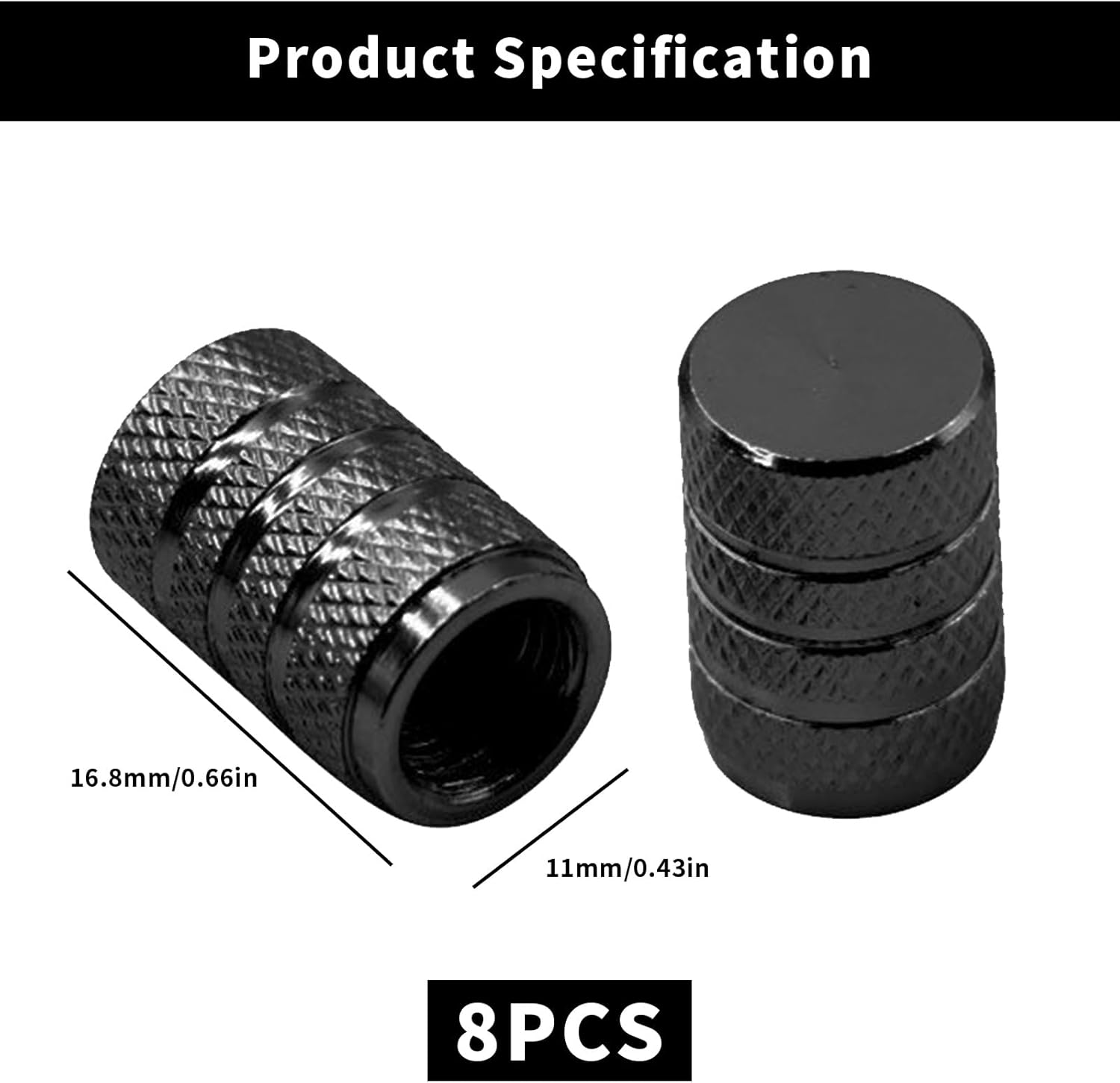 8 Pcs Tyre Valve Caps, Dust Caps for Car Tyres, Black Stem Dust Caps, Car Tire Valve Stem Caps, Aluminum Tire Valve Cap Valve Covers Replacement for Cars, Bike and Bicycle, Trucks, Motorcycles image number 3