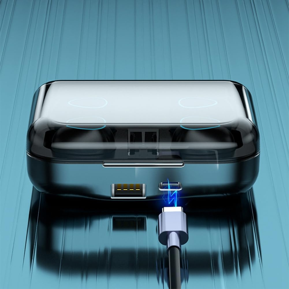 ISTOVO Wireless Headset Bluetooth V5.1 LED Display Stereo Mini Earbud Headset with Microphone Hands-Free Headset,Green image number 3