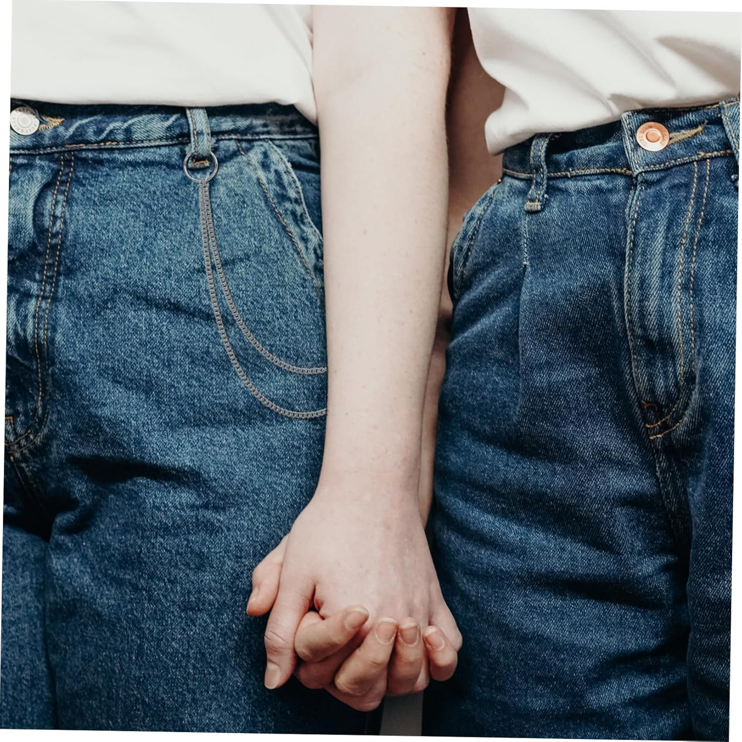 LALADEFIEE Punk Style Metal Chain Belt for Pants and Wallets Fade-Resistant Decorative Accessory for Men S Street Dance and Rock Fashion