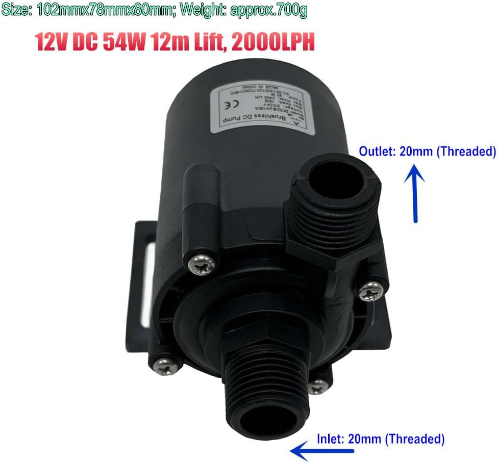 SHYSKY DC55E-12120S 12VDC Small Power Efficient Brushless Water Pump 54W 12M 2000LPH Micro Submersible Pump Low Noise for Water Circulation Pressurization Cooling Sys image number 4