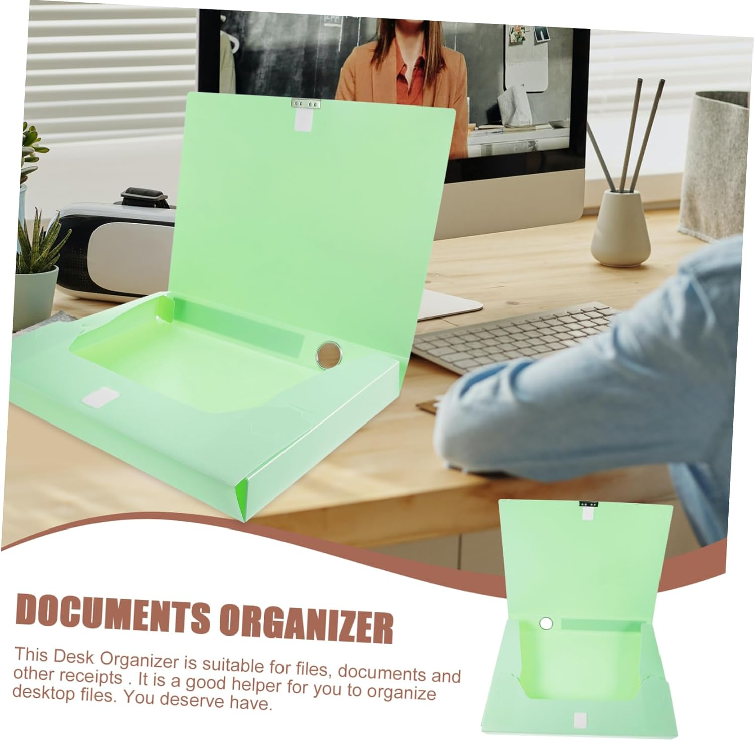 Data Box File Paper Document Storage Box File Organizer Plastic Reusable Desk Accessory image number 3