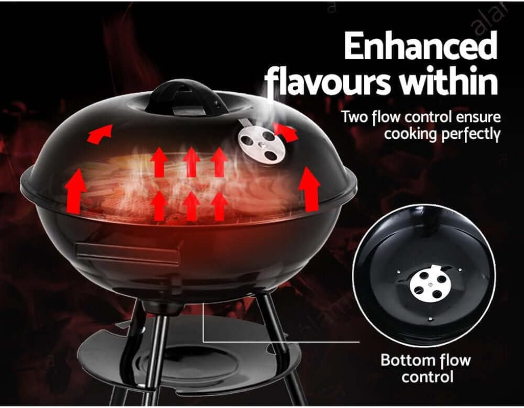 Grillz Charcoal Portable Camping Grill Steel Oven Barbeque Smoker, Black image number 5