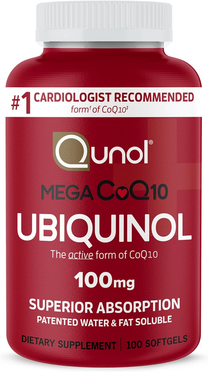 Qunol Mega Ubiquinol 100Mg Coq10, Superior Absorption, Patented Water and Fat Soluble Natural Supplement Form of Coenzyme Q10, Antioxidant for Heart Health, 100 Count Softgels. image number 1