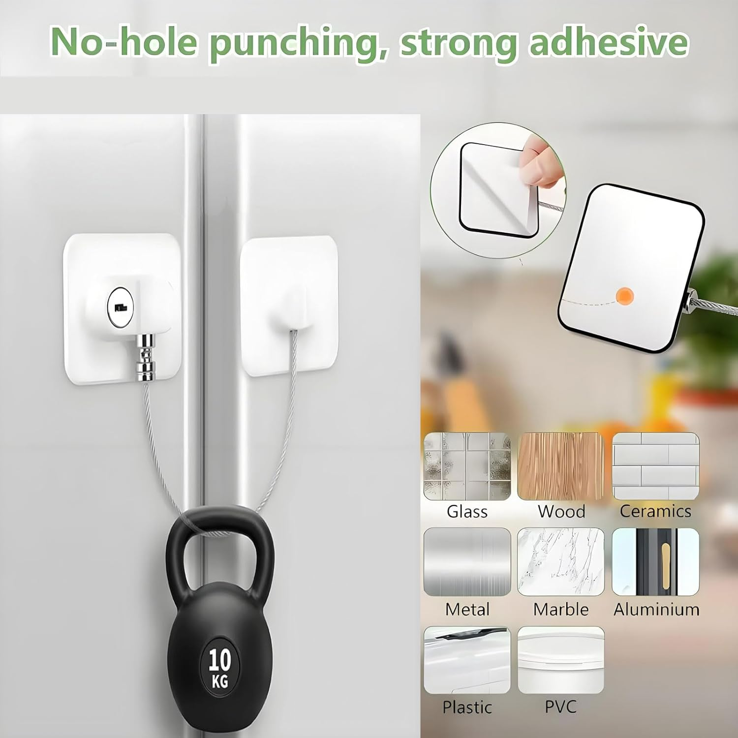 4Pack Refrigerator Locks with Keys,Self Adhesive Baby Proofing Fridge Latch Stainless Steel Zinc Alloy Strong Adhesive Lock for Refrigerators Freezers Dryers Washers Cabinets Drawers Windows image number 1