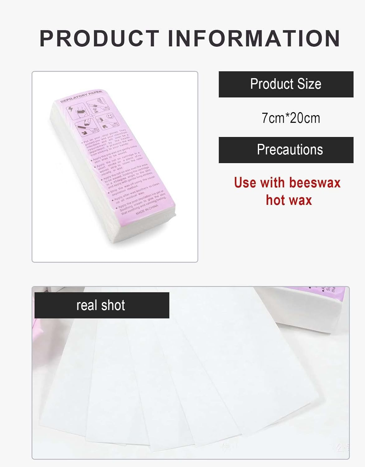 100 Wax Strips, Disposable Professional Hair Removal Tool Hair Removal Paper Professional Beauty Salon Non Woven Paper Shave for Face and Legs, 7.9" X 2.8" (50) image number 6