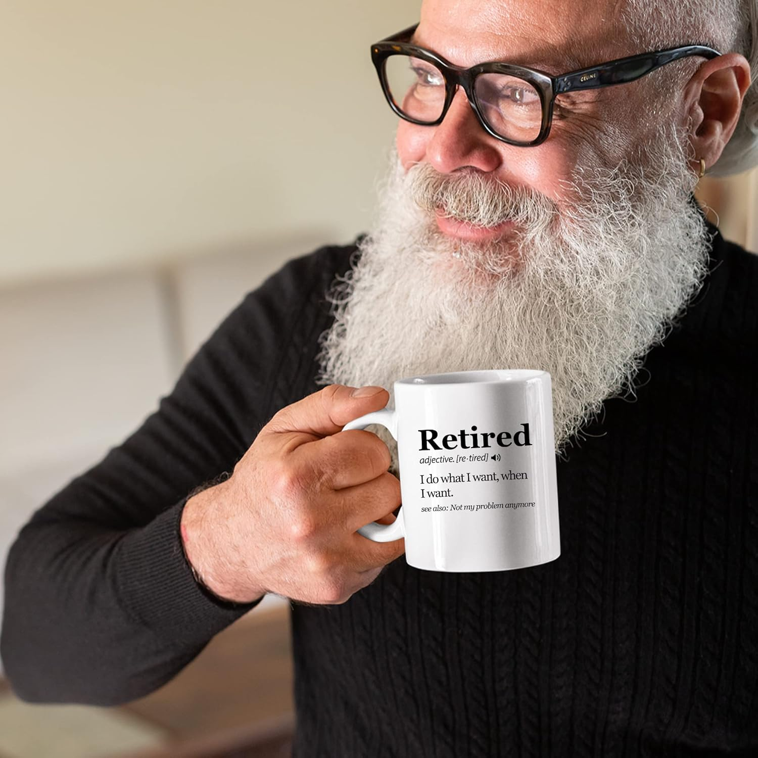 Panvola Retired Definition Mug I Do What I Want When I Want Retirement Mug Not My Problem Anymore Going Away Gifts Boss Coworker Ceramic Coffee Mugs 11Oz White image number 5