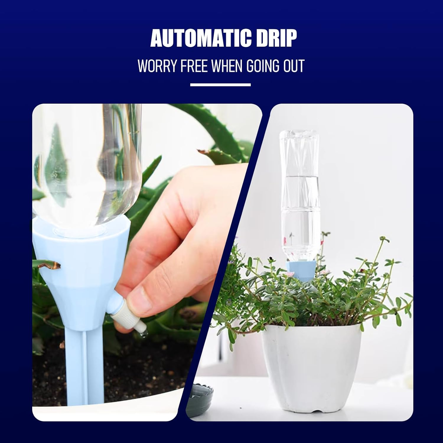 12 Pack Self Watering Spikes for Plants Adjustable Drip Irrigation System with Control Valve,Automatic Plant Watering Devices for Indoor Outdoor Potted Plants,Vegetables & Flowers,Blue image number 5