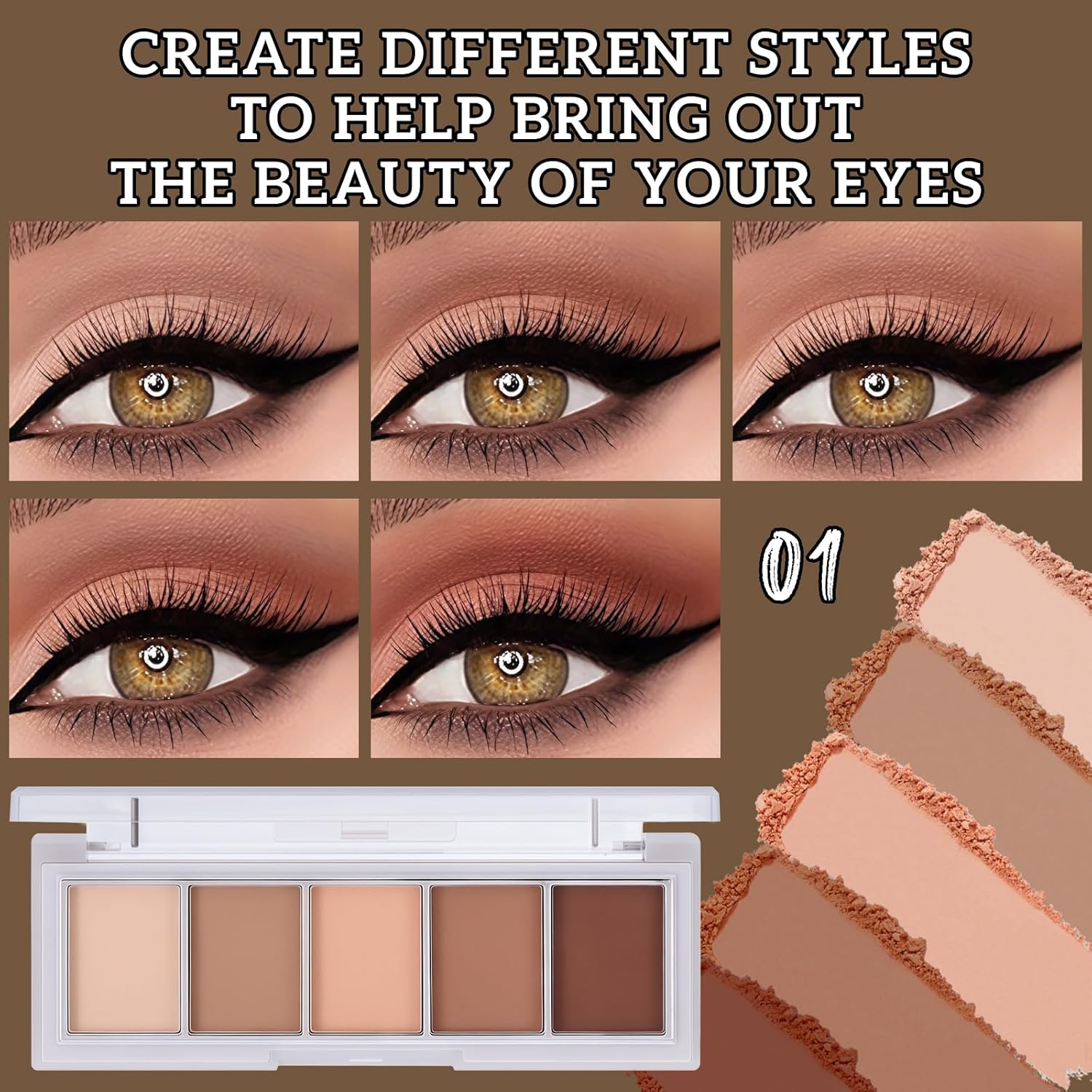 5 Colors Cream Eyeshadow Palette, Daily Nude Eye Shadow Pallet Powder Long-Lasting Coloring, High Pigmented Ultra-Mix Cosmetic Palette, Versatile Delicate Matte Eye Makeup for Women Girls image number 2