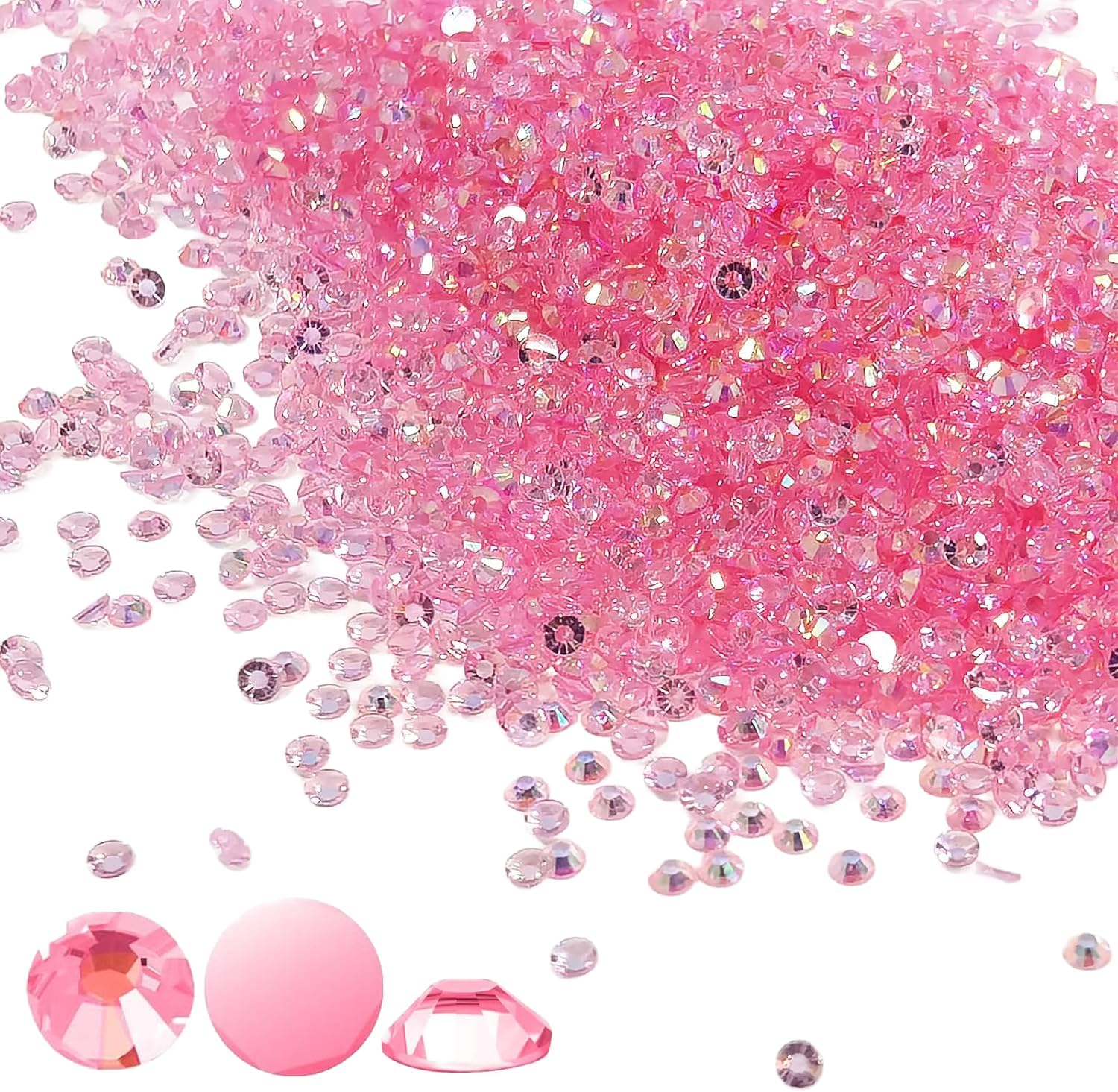 4000Pcs Pink Jelly Resin Rhinestones 3Mm Flatback Sparkly Diamond Gems for Nails, Crafts, DIY Decoration, Bedazzling Art Supplies CRFY image number 2