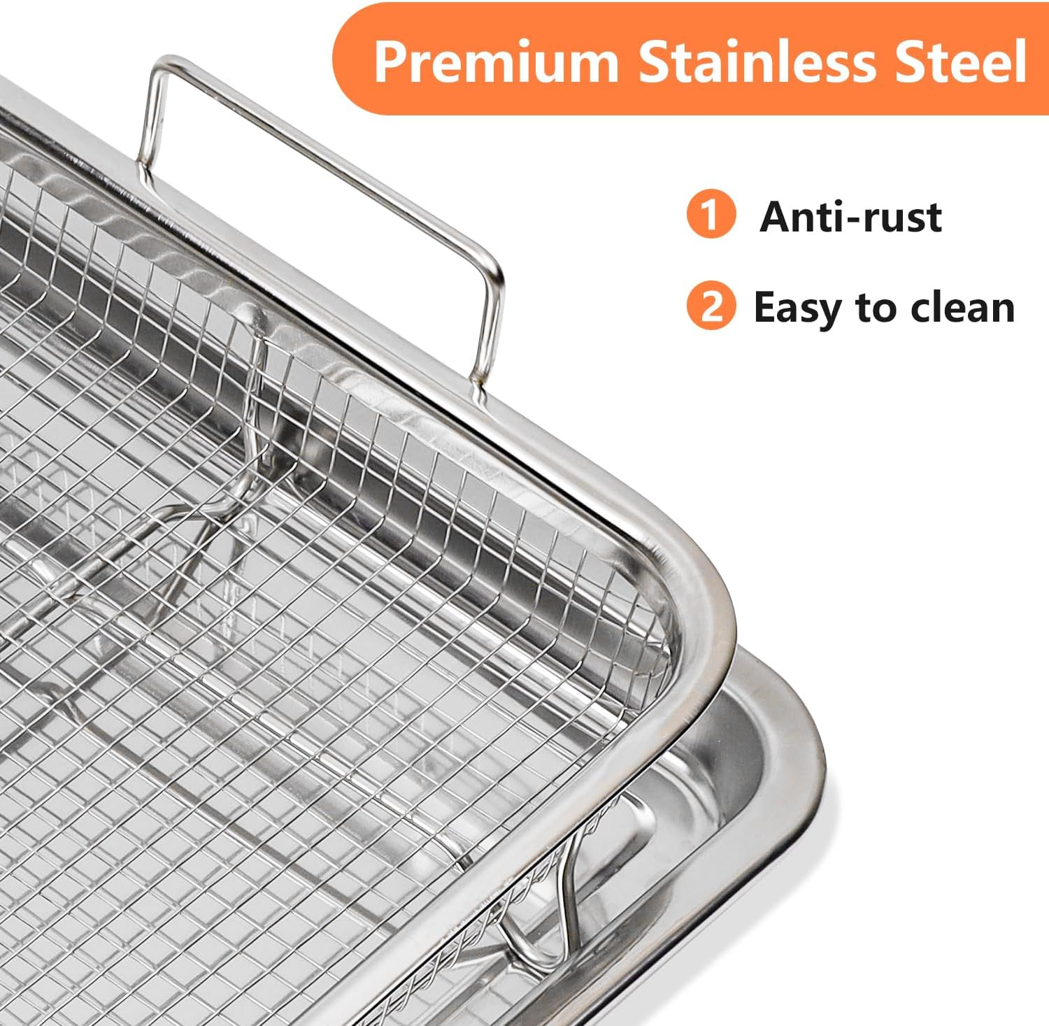 SZMDLX Crisping Basket & Tray Set for Oven, Air Fryer Crispy Basket, Tray & Grease Catcher, Oven Baking Tray with Mesh Crisping Grill Basket, Non-Stick & Healthy Cooking, 32.5 * 24.5 * 8Cm image number 4