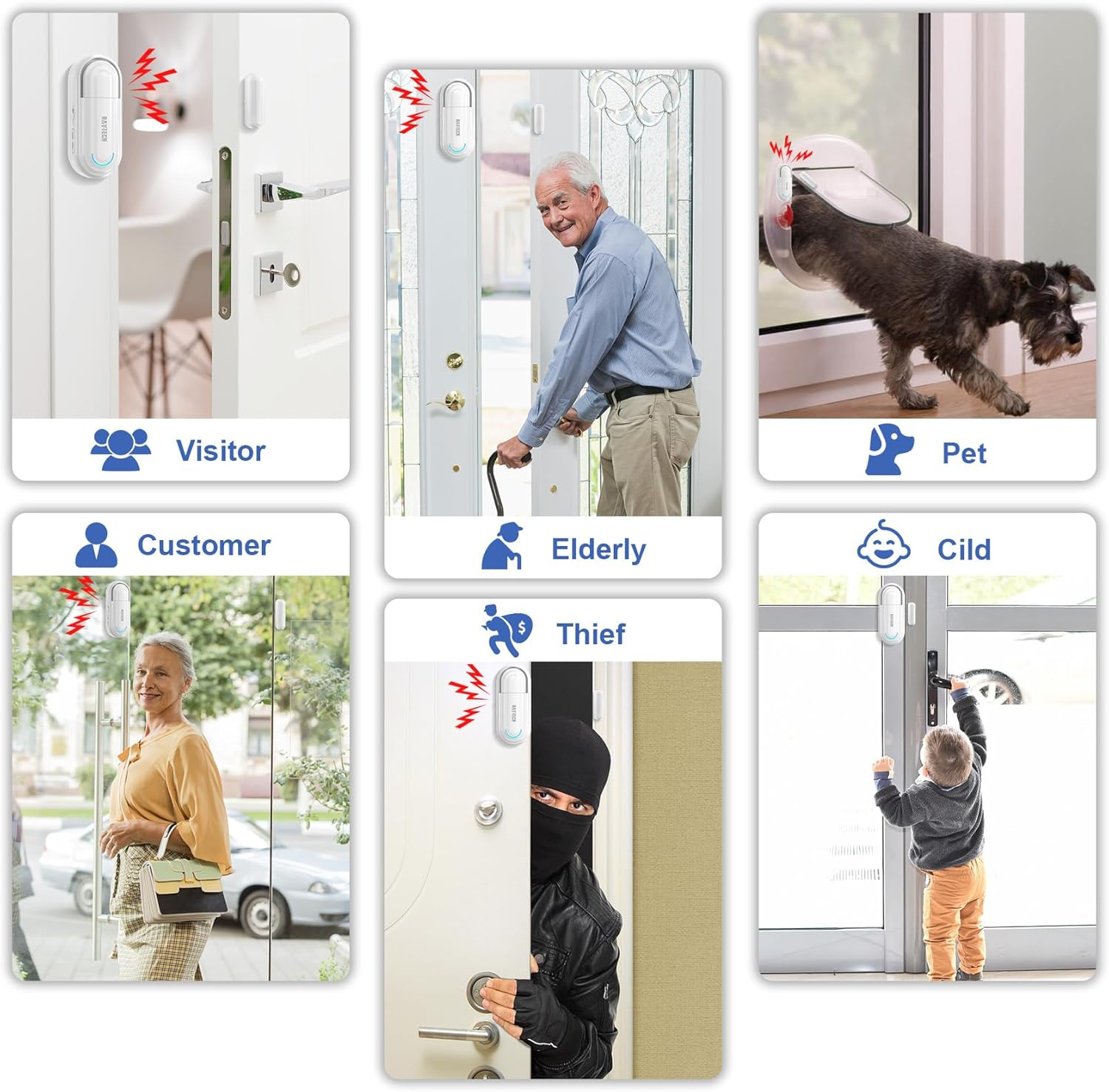 DAYTECH Door Alarm with Remote, 0-120Db Door Alarm Sensor When Opened Window Security Alert with 4 Working Modes for Kids Safety Home Security, 1 Sensor 1 Remote image number 1