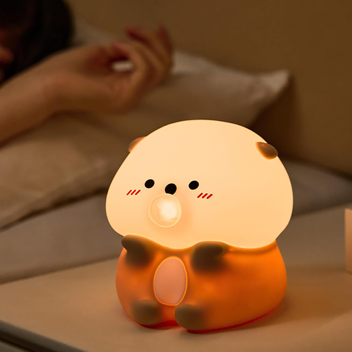 LIFEBEA Cute Night Light for Kids &ndash; LED Touch Toddler Lamp, USB Rechargeable Baby Night Light with 3-Level Warm Glow & 30-Min Timer &ndash; Portable Animal Bedside Children'S Room Decor Gift (Otter)