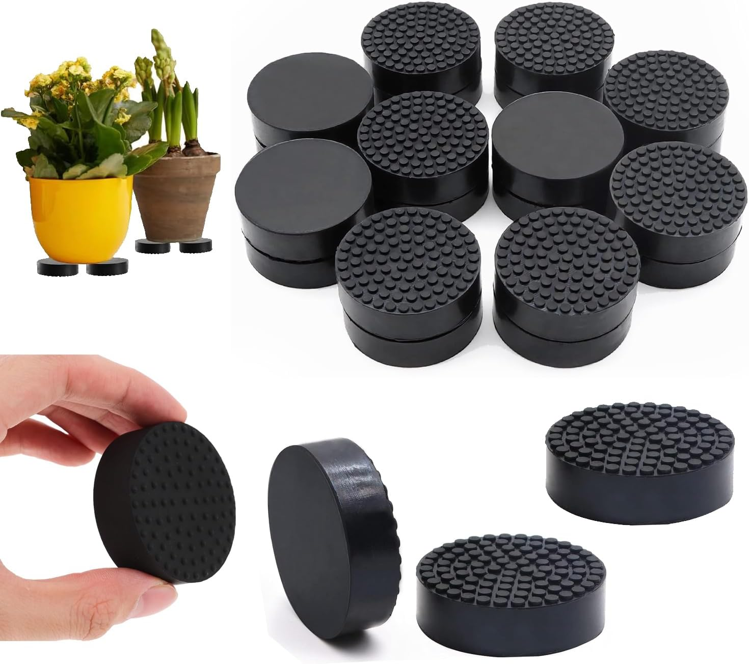 Xinghonyac 24 Pcs Invisible Pot Feet with Enhanced Non-Slip Surface Grip Plant Pots and Flowers, Solid Rubber Flower Pot Riser for Indoor Outdoor, Patios, Decks, Gardens and Floor image number 1