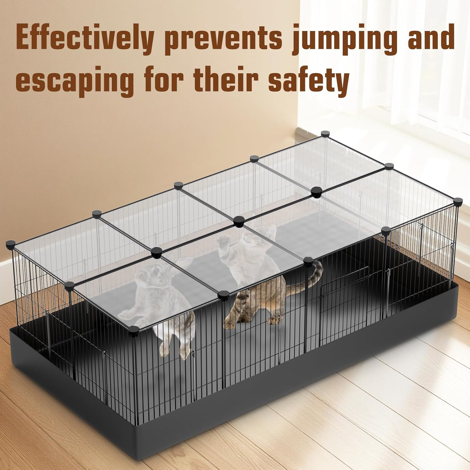 20 Panels Small Animal Playpen with Removable Top Cover & Waterproof Mat - Durable Metal Wire Yard Fence for Guinea Pigs, Rabbits, Kittens, Puppies, Hamsters - Indoor & Outdoor Pet Cage with Roof