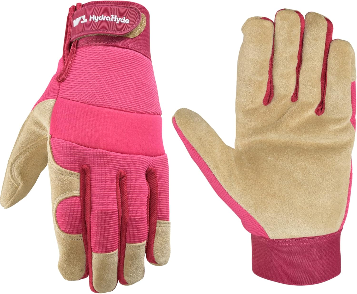 Wells Lamont Women&rsquo;S Hydrahyde Split Leather Hybrid Pink Gloves image number 4