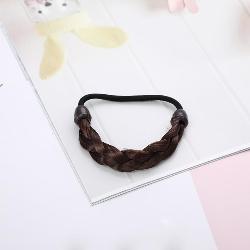 Elastic Hair Band Braided Wig Synthetic Wig Elastic Rope Braided Headband Ponytail Holder for Women and Girls 3 Pieces (3 Colors) image number 5