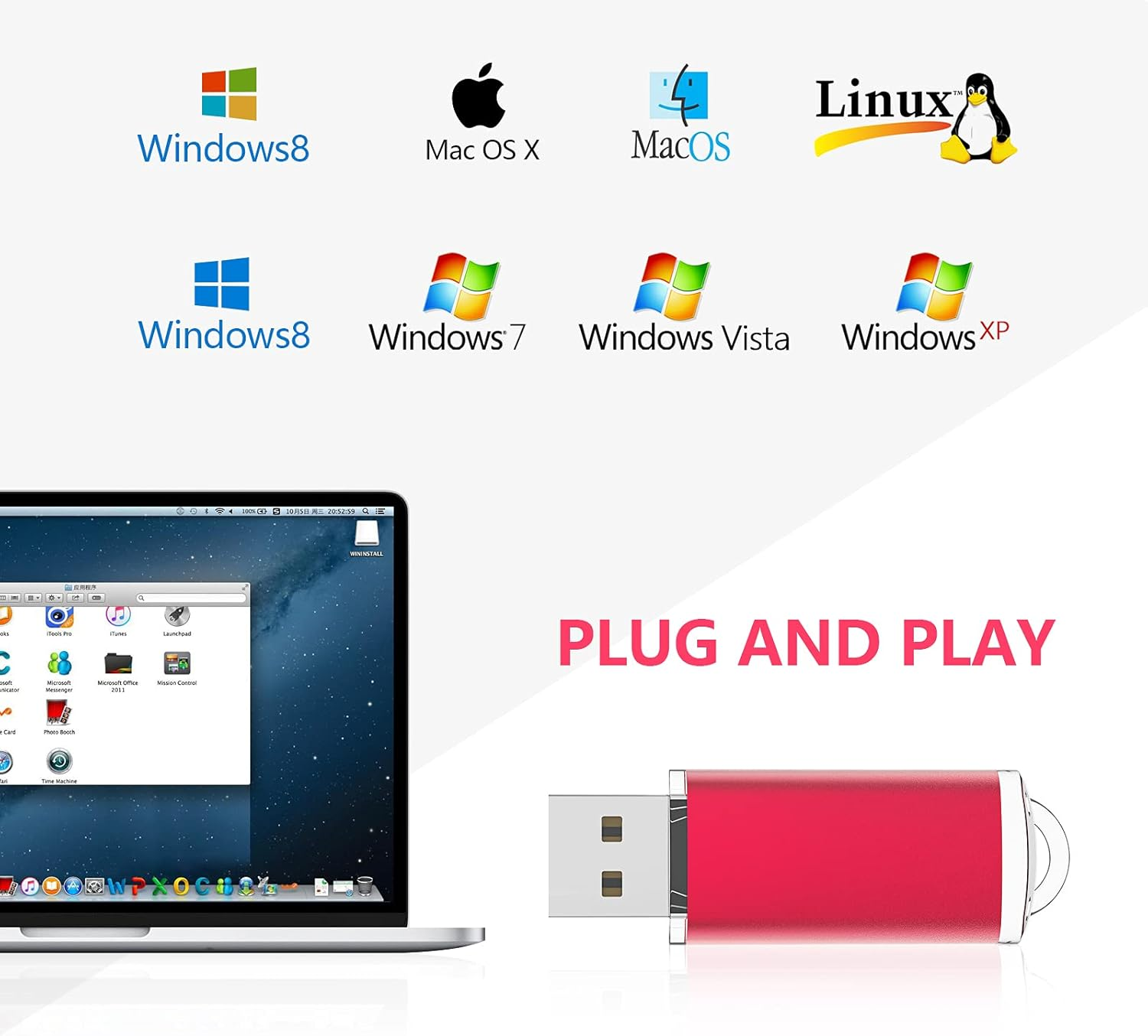 KOOTION 128GB USB 2.0 Flash Drive Thumb Drive Memory Stick Pen Drive with LED Indicator Red image number 4