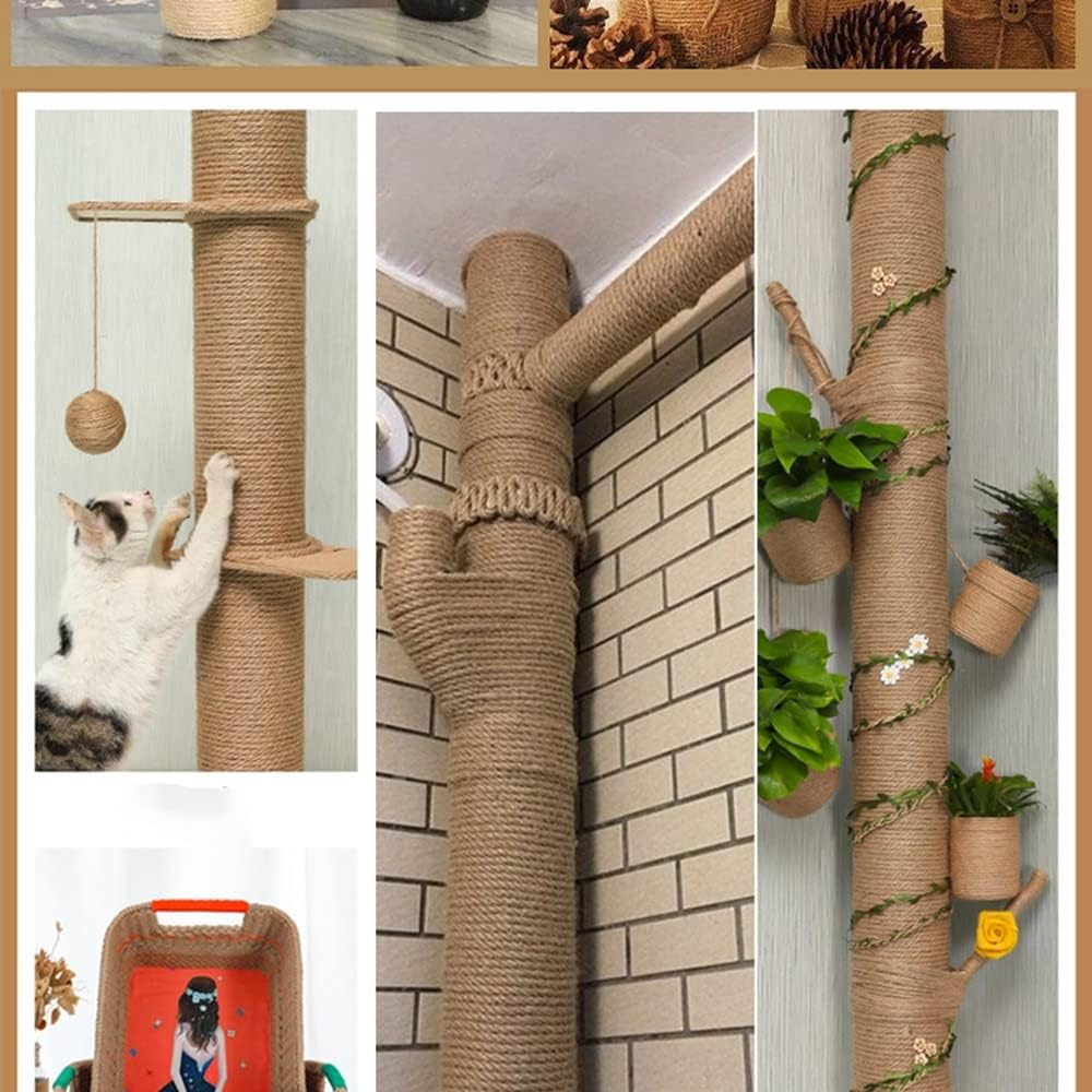 Parain Sisal Rope for Cat Scratcher/Tree Replacement Cat Scratching Post,6Mm 10M/33Ft Natural Scratching Rope