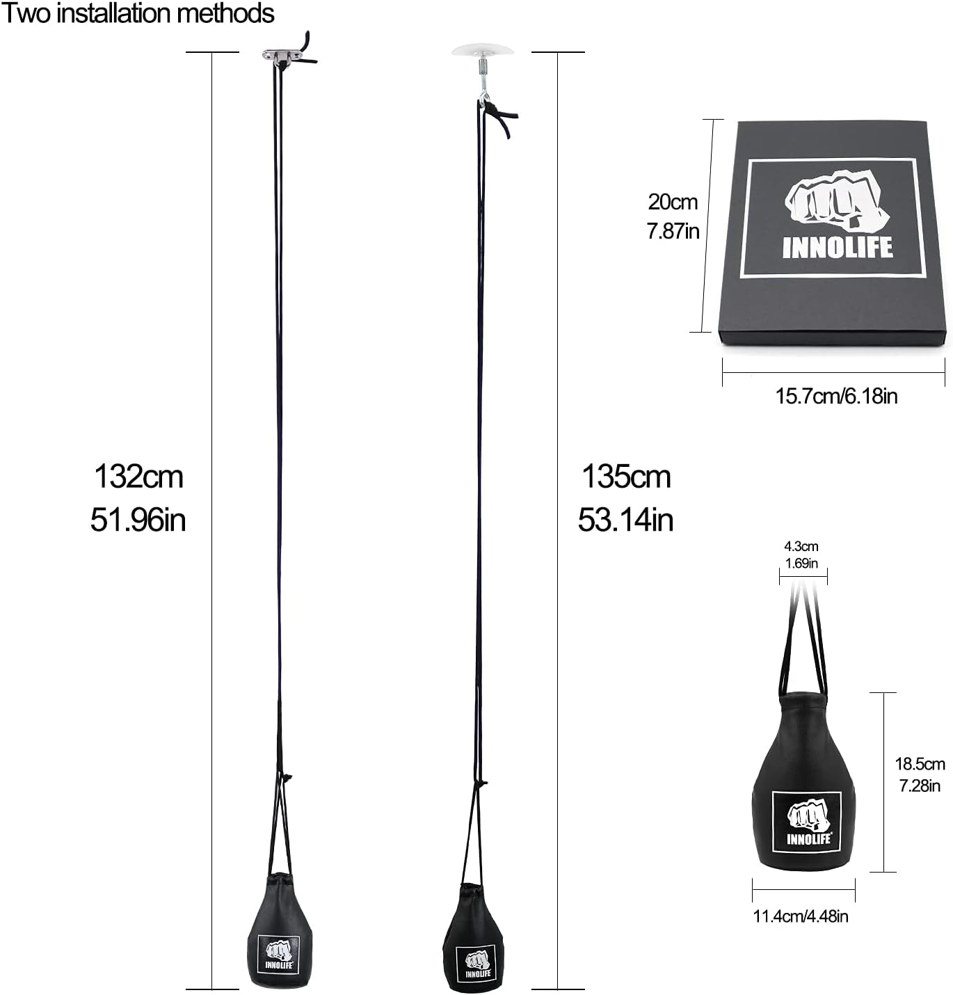 INNOLIFE Boxing Dodge Hide Speed Bag Leather Ball MMA Pendulum Training