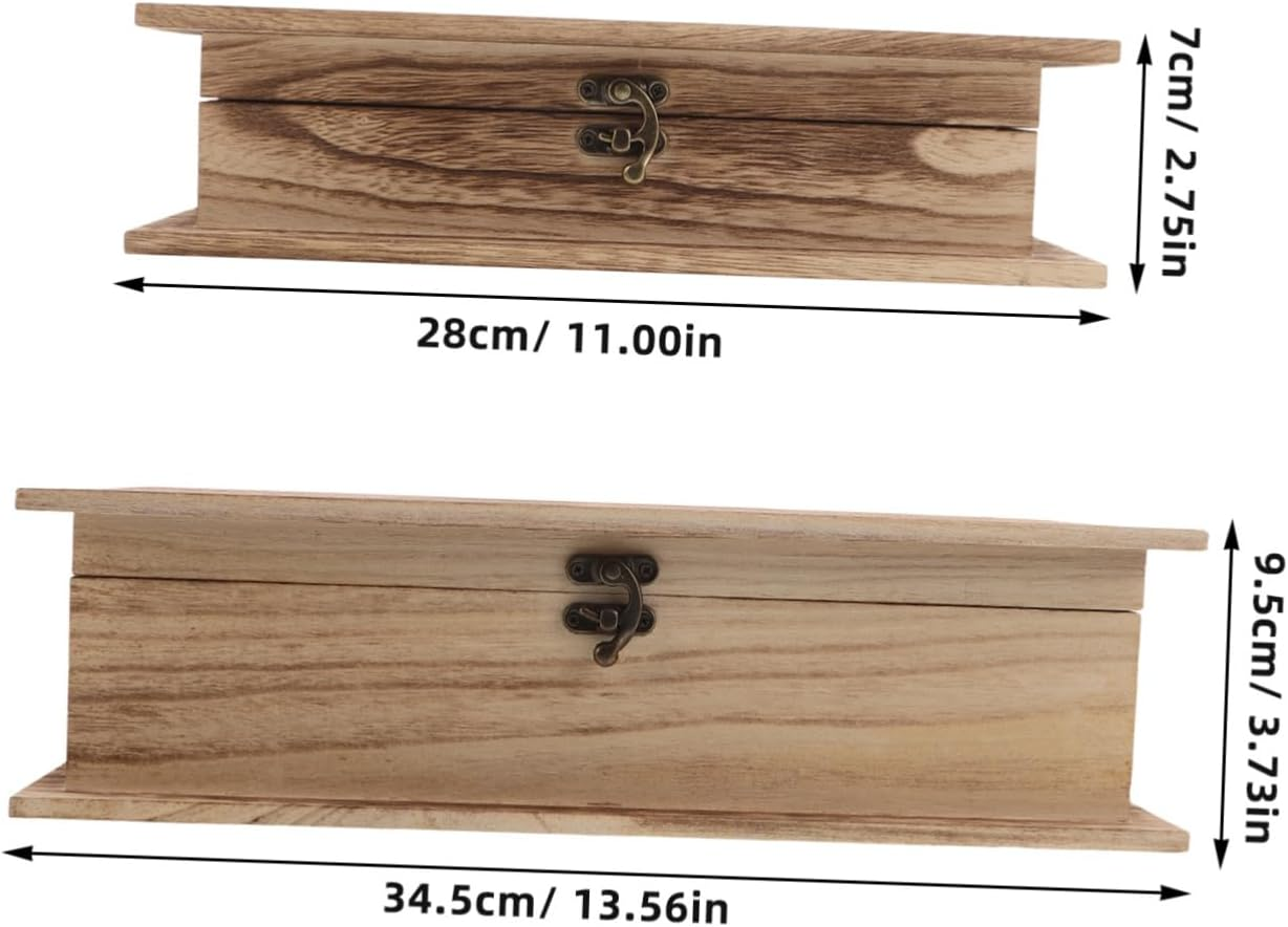 2Pcs Wooden Bible Storage Box Jewelry Organizer Keepsake Box Unfinished Wooden Multi-Purpose Desktop Organizer image number 1