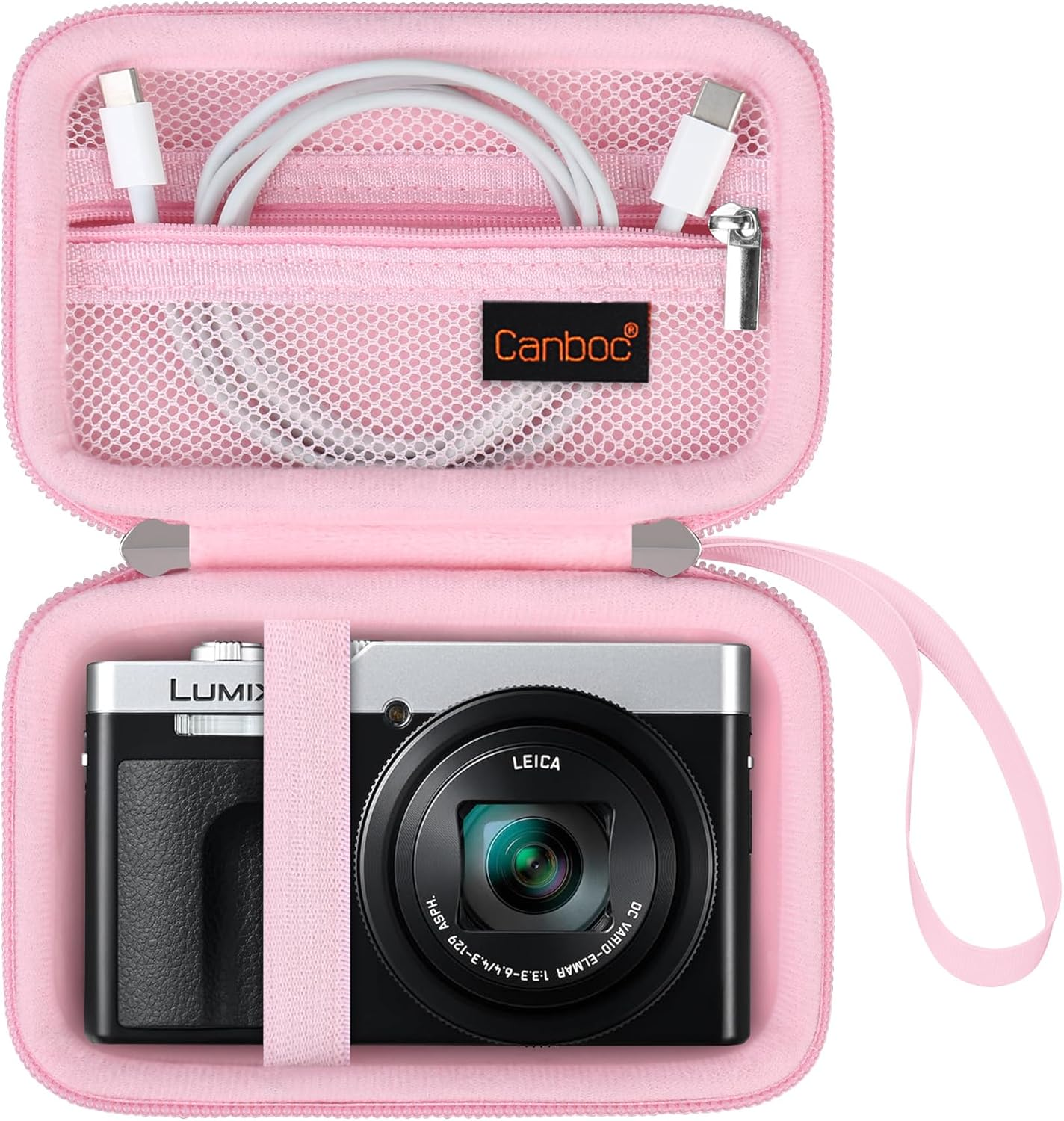Canboc Carrying Case for Panasonic LUMIX TZ99/ ZS99/ LX10/ ZS80/ ZS100/ ZS70/ ZS200/ ZS60 4K Digital Camera, Point and Shoot Camera Bag, Zipper Mesh Pocket Fits USB Cable, Batteries, Black