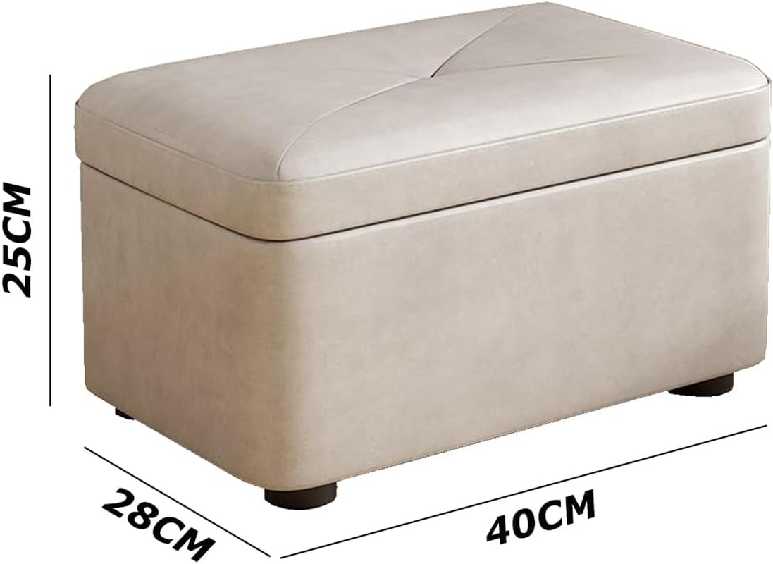 Foldable Storage Box, Footstool Stool Coffee Table, Portable Footrest Seat, Storage Bench with Non-Slip Foot Pads, Suitable for Living Room & Bedroom (Grey, 40 * 26 * 27 CM) image number 5