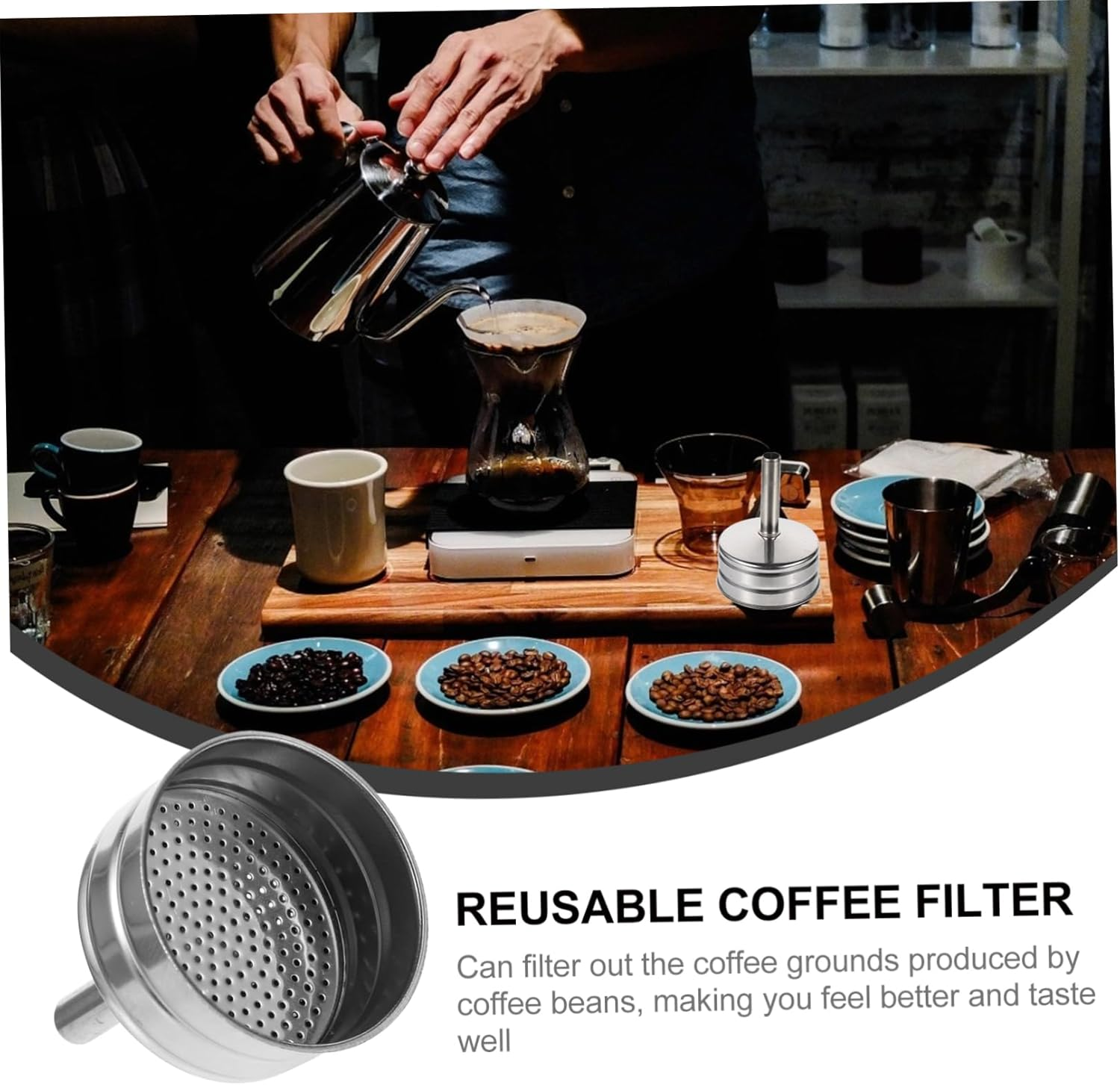 UTHCLO Stainless Steel Non Pressurized Coffee Filter Funnel for Mocha Pot Food Grade Espresso Drip Filter Cup Fits Cups Easy to Clean and Resistant image number 2