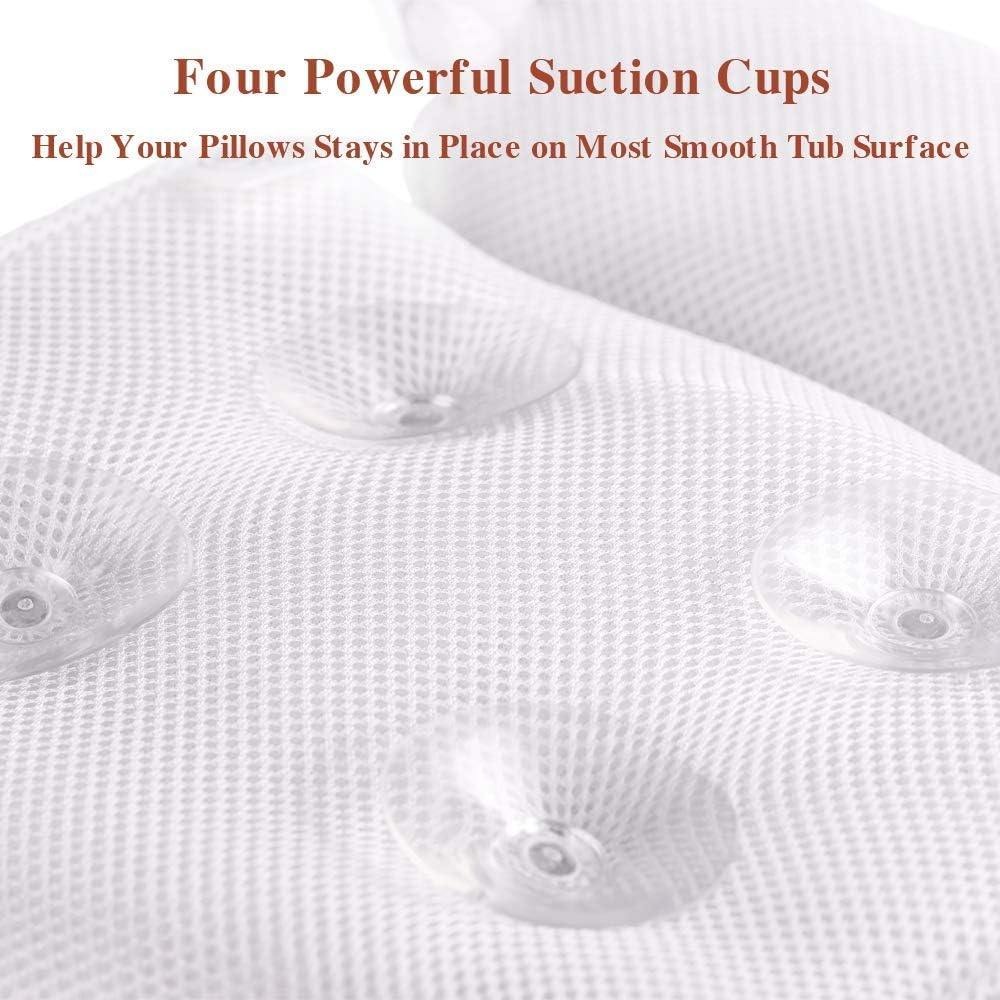 Spa Bath Pillow-Luxury Bathtub Cushion Head,Neck,And Shoulder Support with Six Non-Slip Strong Suction Cups