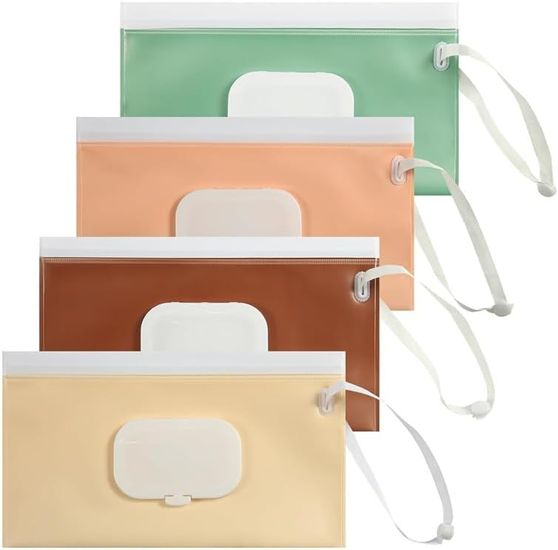 4Pcs Wet Wipe Pouch Dispenser,Portable Refillable Wipe Holder Container,Reusable Travel Wet Wipes Pouch,Travel Wet Wipe Pouch,Refillable Wipes Container for Travel image number 3