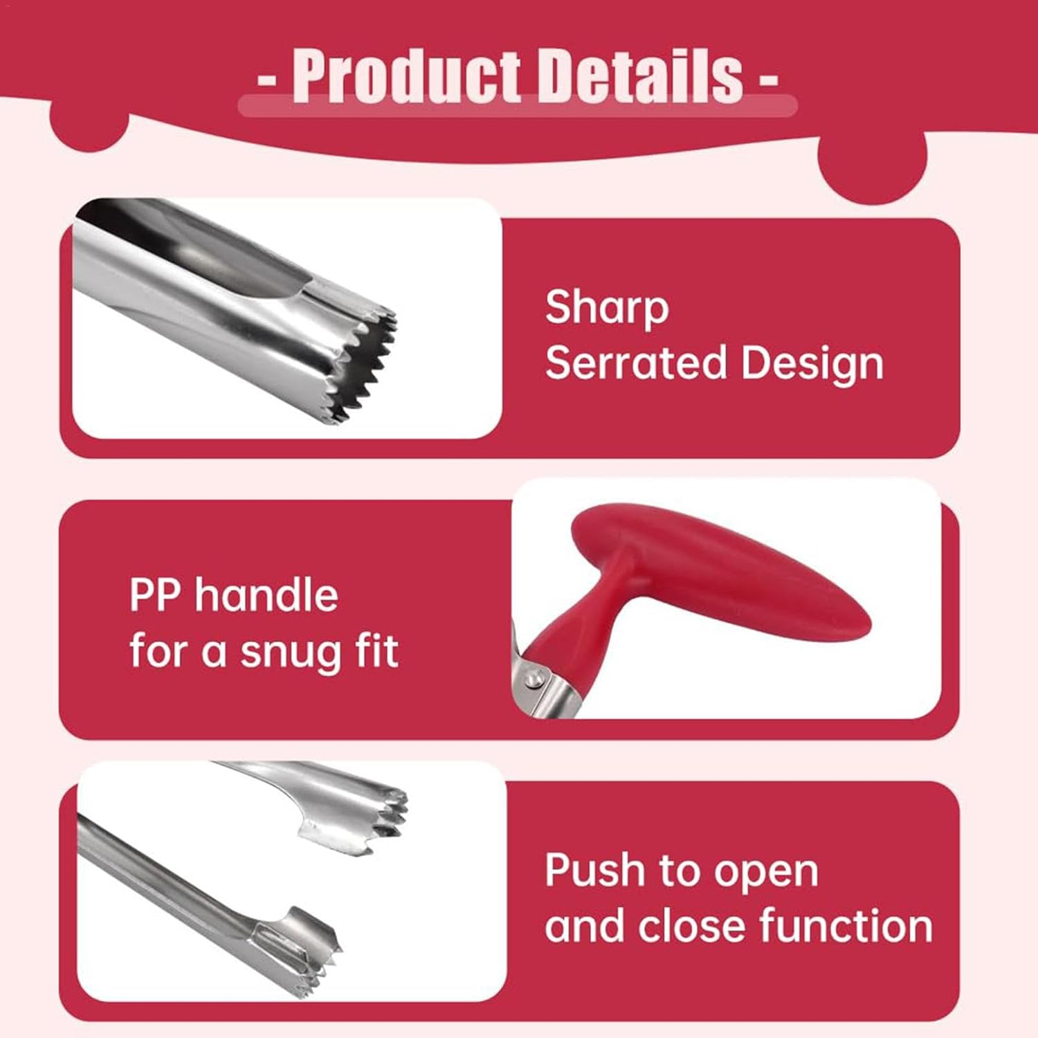 Fruits Core Removal Tool,Stainless Steel Fruits Corer Kitchen Gadget for Pears | Sturdy Fruits Core Remover, Professional Fruits Corer for Home School image number 5