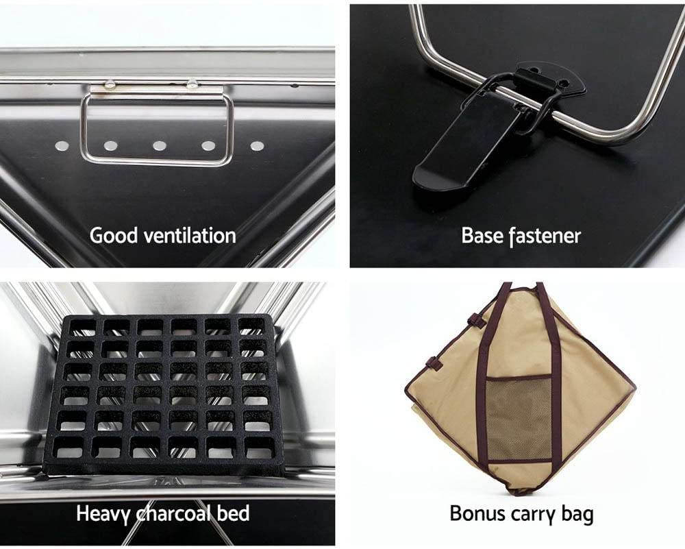 Grillz Outdoor Pit Barbeque Camping Fire Portable Folding Stainless Steel Stove, Silver image number 4