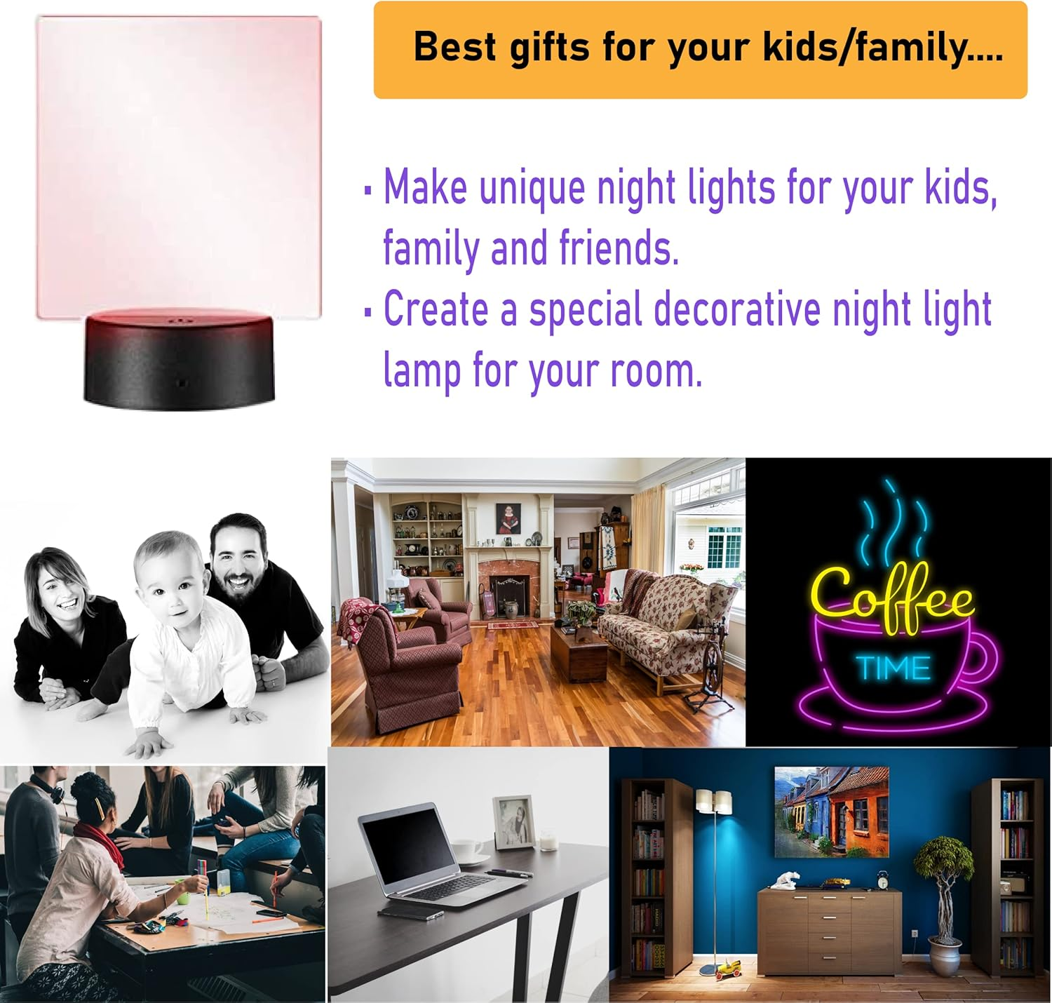 VANSIHO 16 Colors 3D LED Night Light Base Fit for DIY 3D Illusion Pattern on Acrylic Blanks for Kids/Boys/Girls,12 Sets 3D Night Lamp with Remote Control USB Cable(12Packs) image number 4