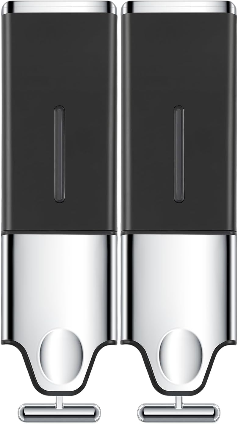 EHORIA 3-In-1 Quadrate Dispensers for the Shower, Shower Soap, Conditioner, Shampoo, No Drilled Wall Mounted, Black