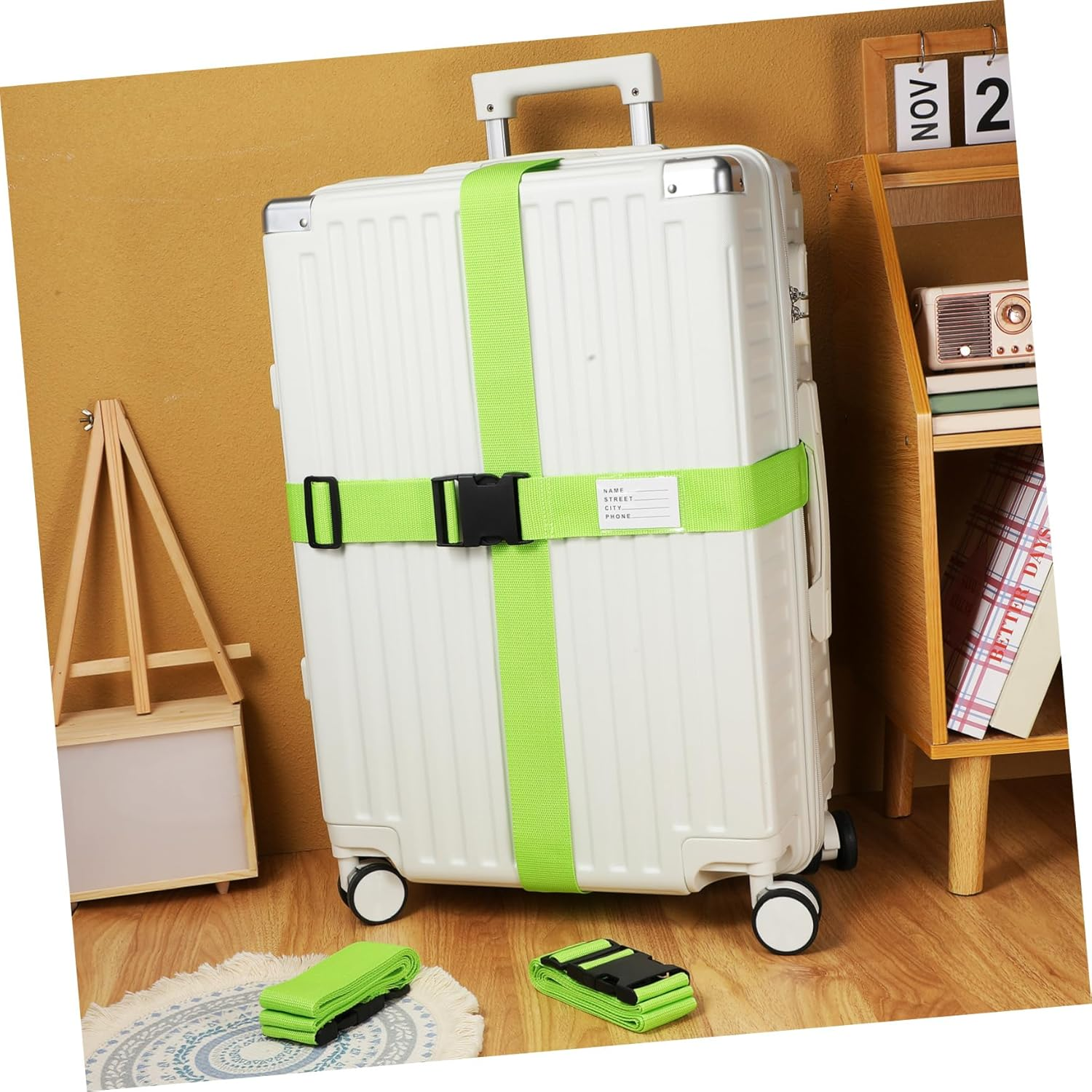 WEKAMOS 4Pcs Adjustable Luggage Straps with Quick Release Buckles Fluorescent Suitcase Secure Belts for Travel Suitcases Tear Resistant Travel Accessories image number 3