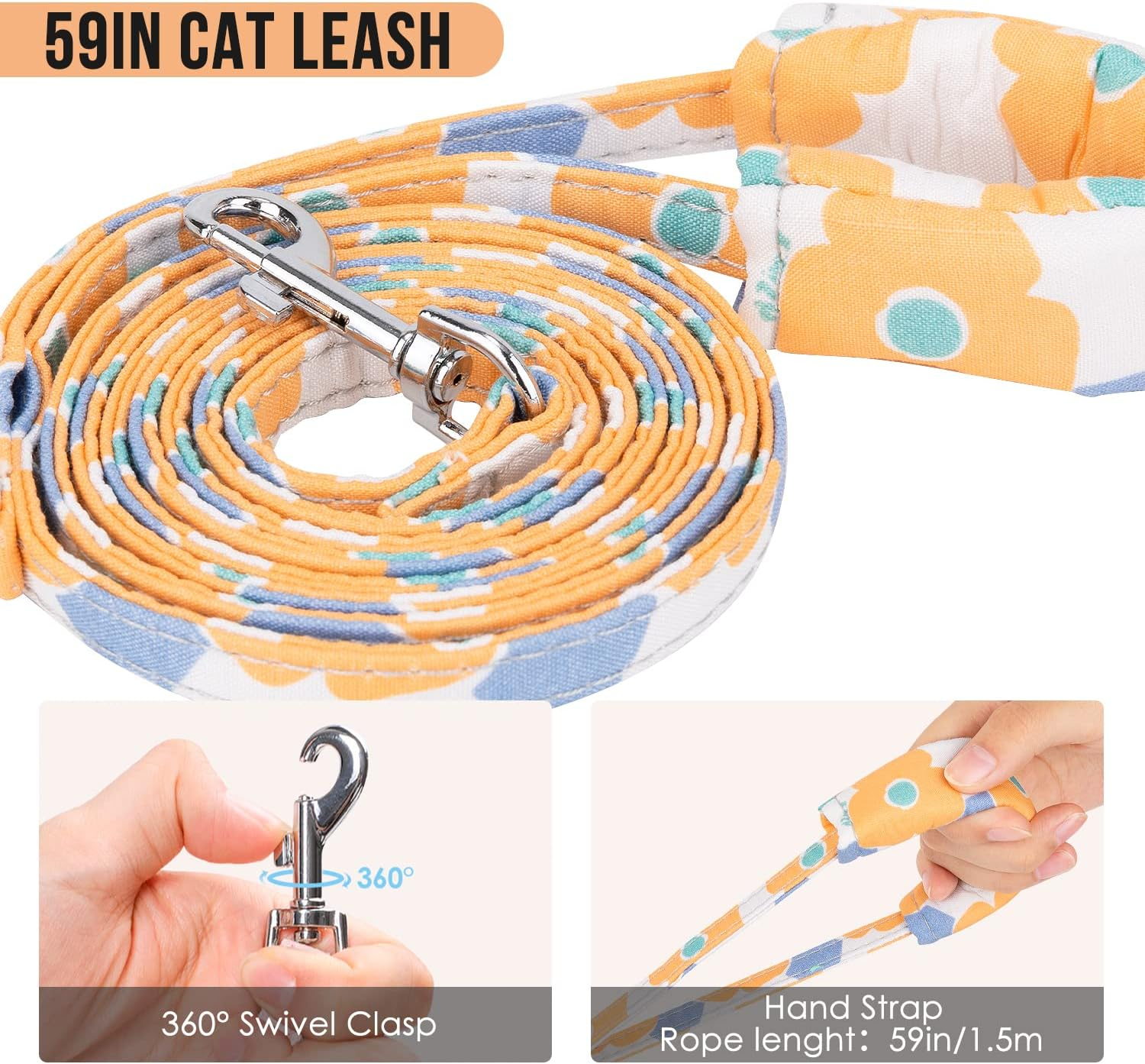 AUTOWT Cat Harness and Leash, Breathable Kitten Escape Proof Harnesses, Adjustable Reflective Puppy Vest Harness with Leashes Set Soft Pet Safety Jacket for Outdoor Walking image number 5