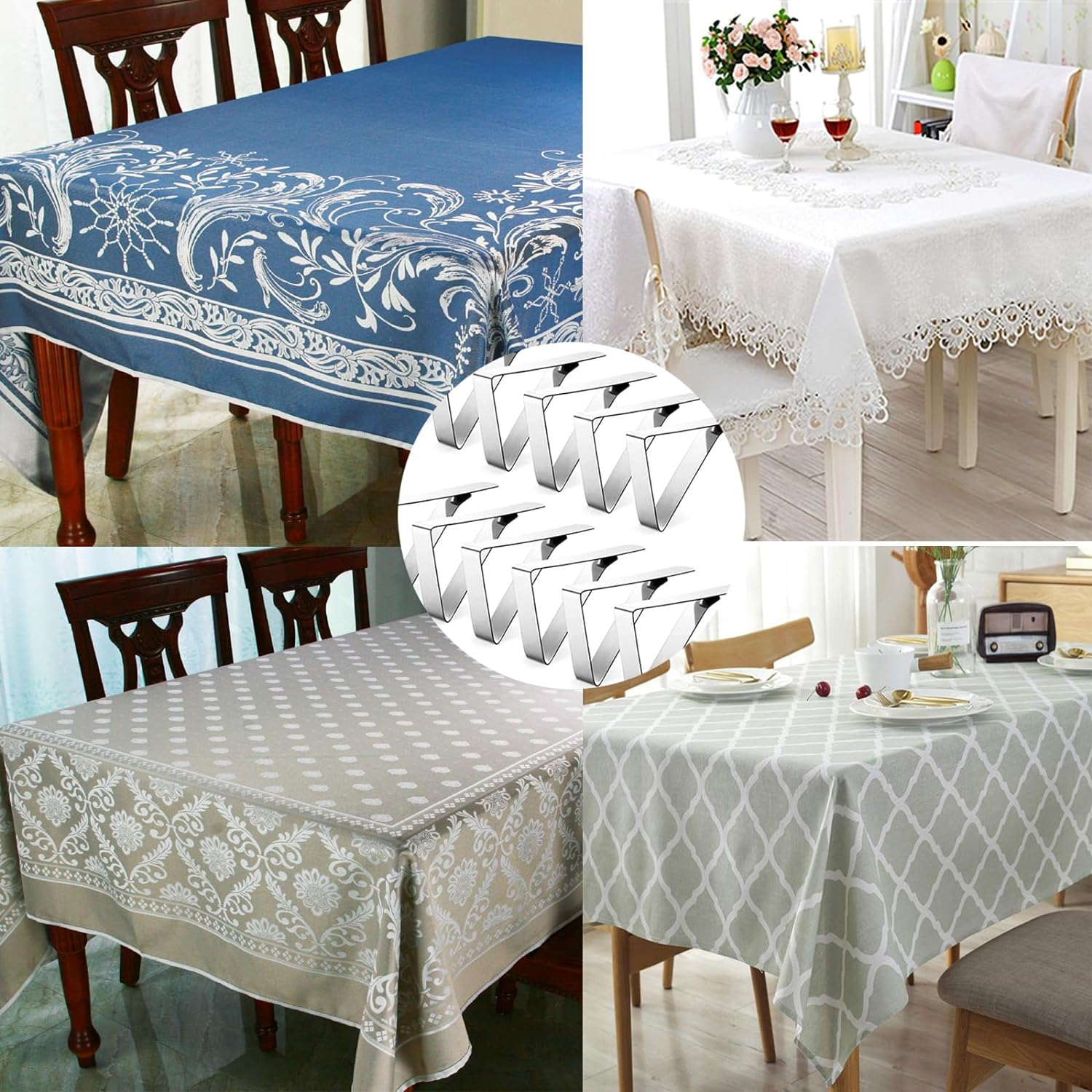 12 Pcs Tablecloth Clips,Stainless Steel Triangular Picnic Table Clips for Home, Kitchen, Restaurant, Weeding, Picnic, Patio and Party