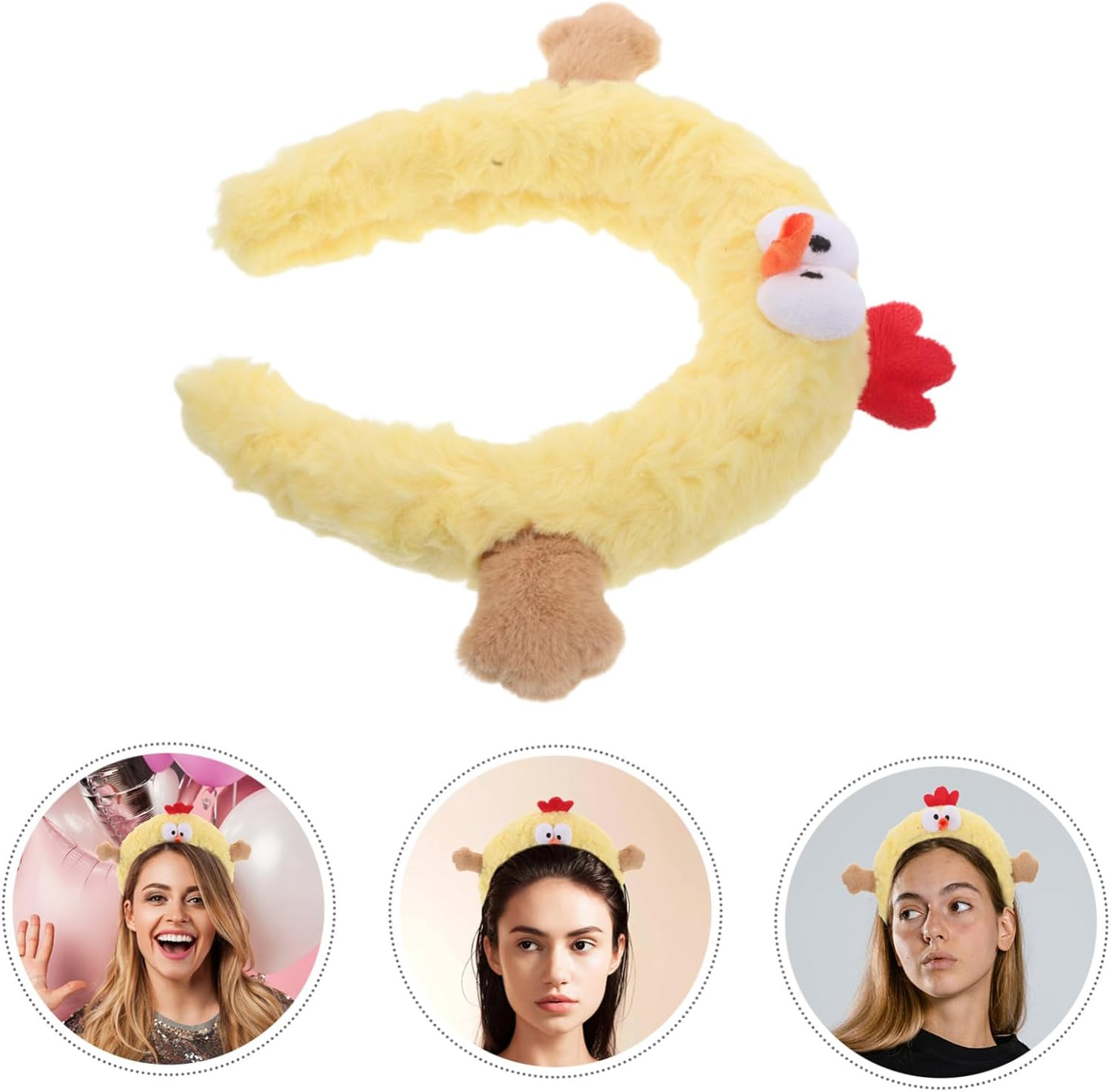 Minkissy Cute Plush Chicken Spa Headband for Women and Soft Elastic Face Wash Accessory for Skincare Makeup Hair Management Adorable Cartoon Style for Daily Use and Fun Photos image number 1