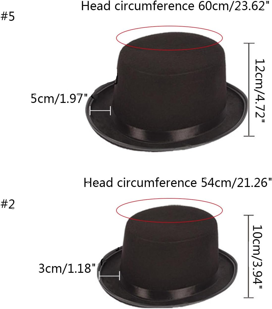 Oxtxuzdm Top Hat for Adult/Children Cylinder Magician Party Costume Fedora for Carnival Rave Party Womens Felt Hats with Brim Mens with Brim for Women Large Heads Solid Color Hat Floppy for Women - Black Children image number 5