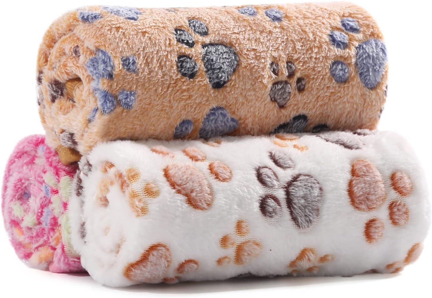 COMSLE Dog Blanket Cat Blankets Washable and Fluffy Pack of 3 Soft Warm Fleece Pet Blankets for Small Medium Dogs Cats Pet Blanket Sleeping Mat for Sofa Bed Star Pattern 104 X 76 Cm