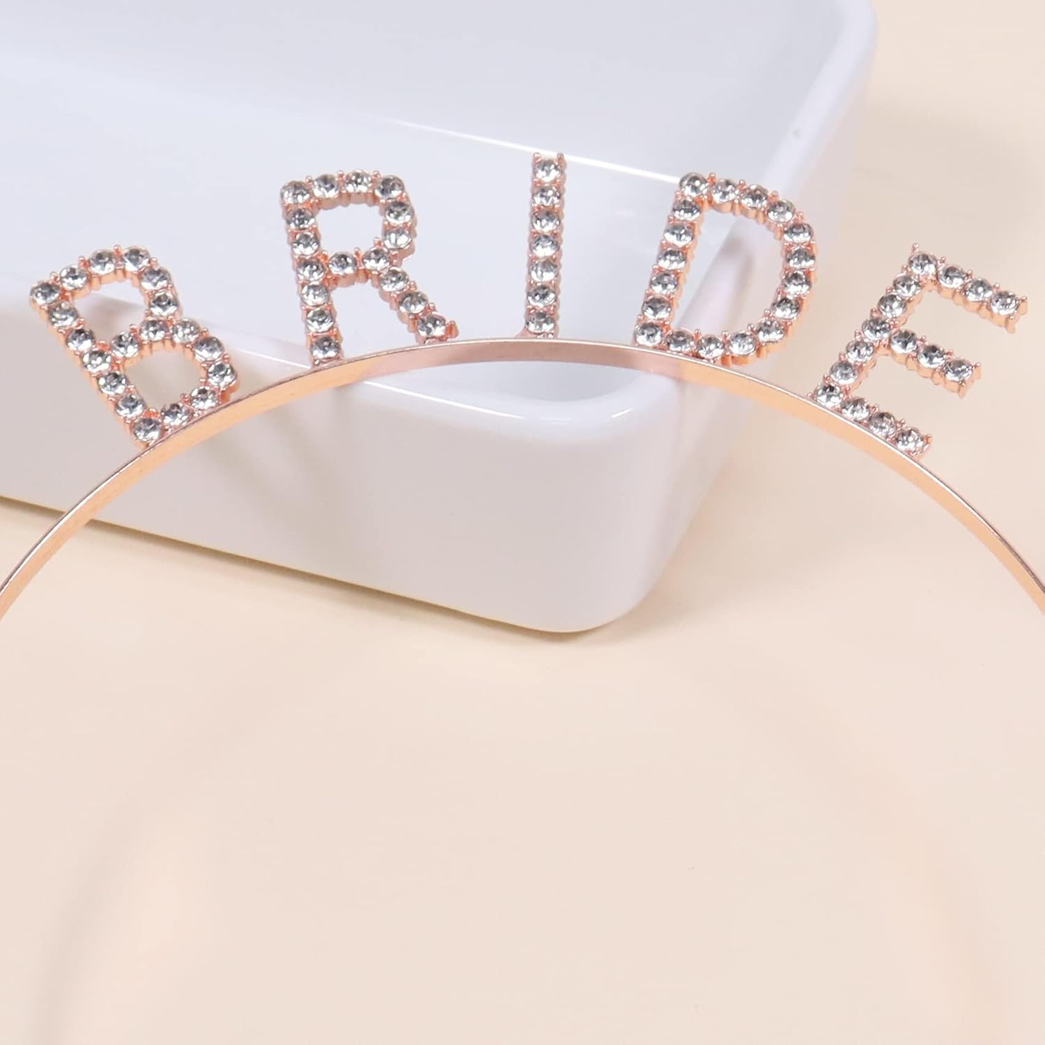 Rhinestone Bride Headband Elegant Crown Bachelorette Party Headbands (Rose Gold))